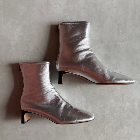 Arket Silver Square Toe Ankle Boots