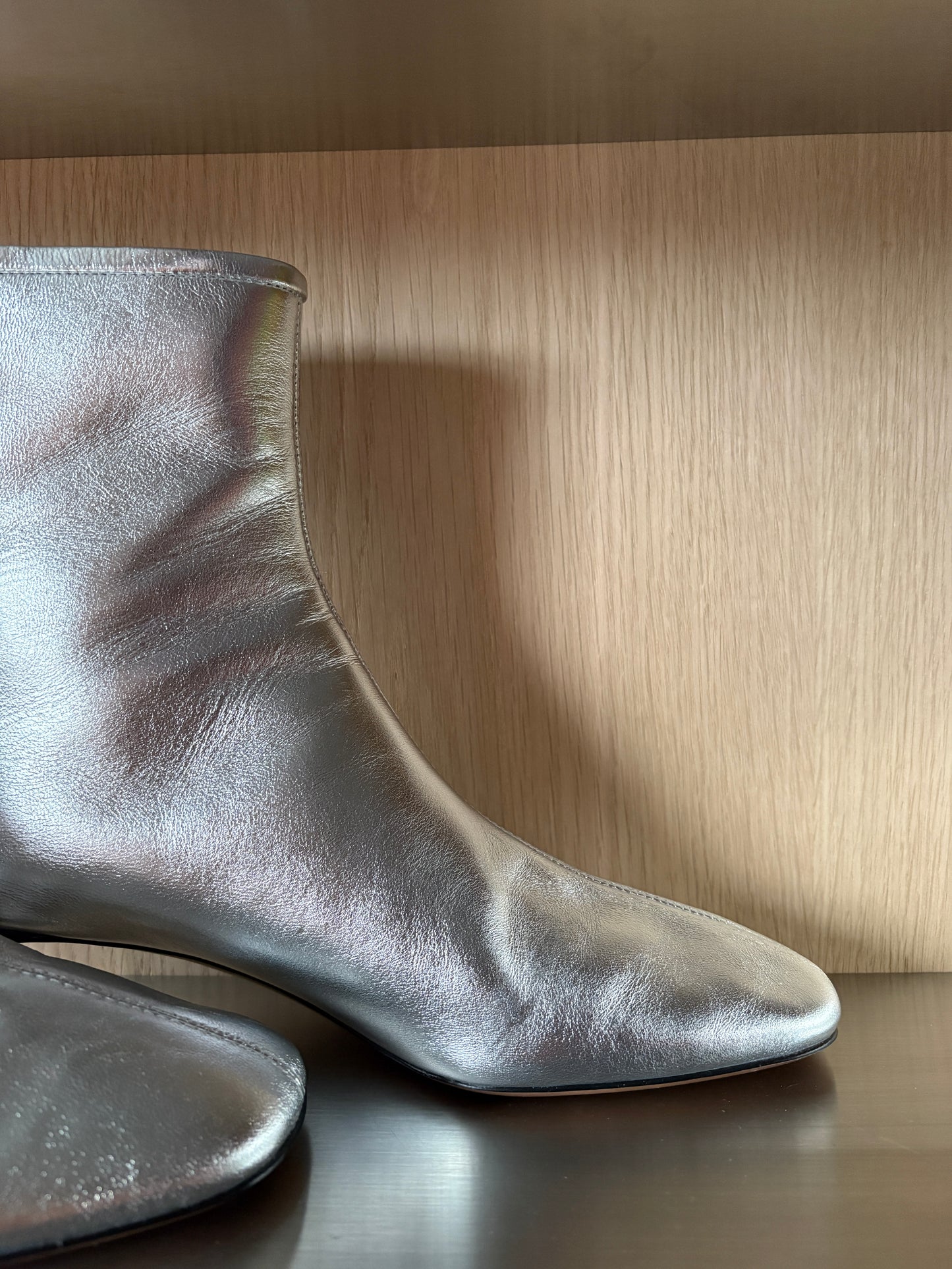 Arket Silver Square Toe Ankle Boots