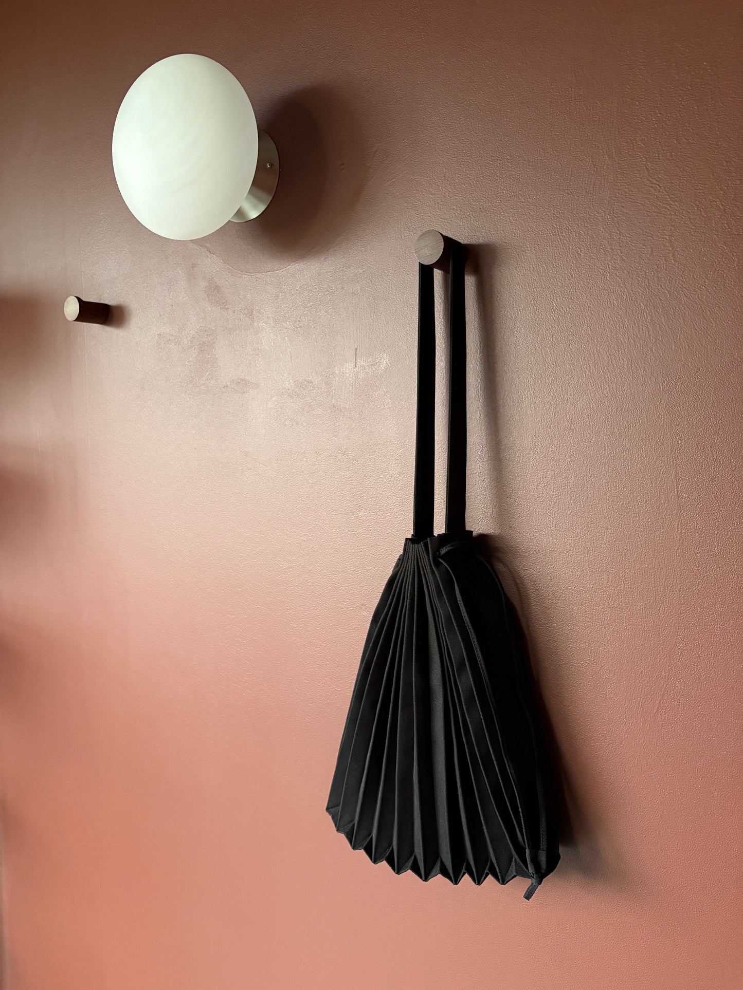 COS Black Pleated Fabric Drawstring Bag