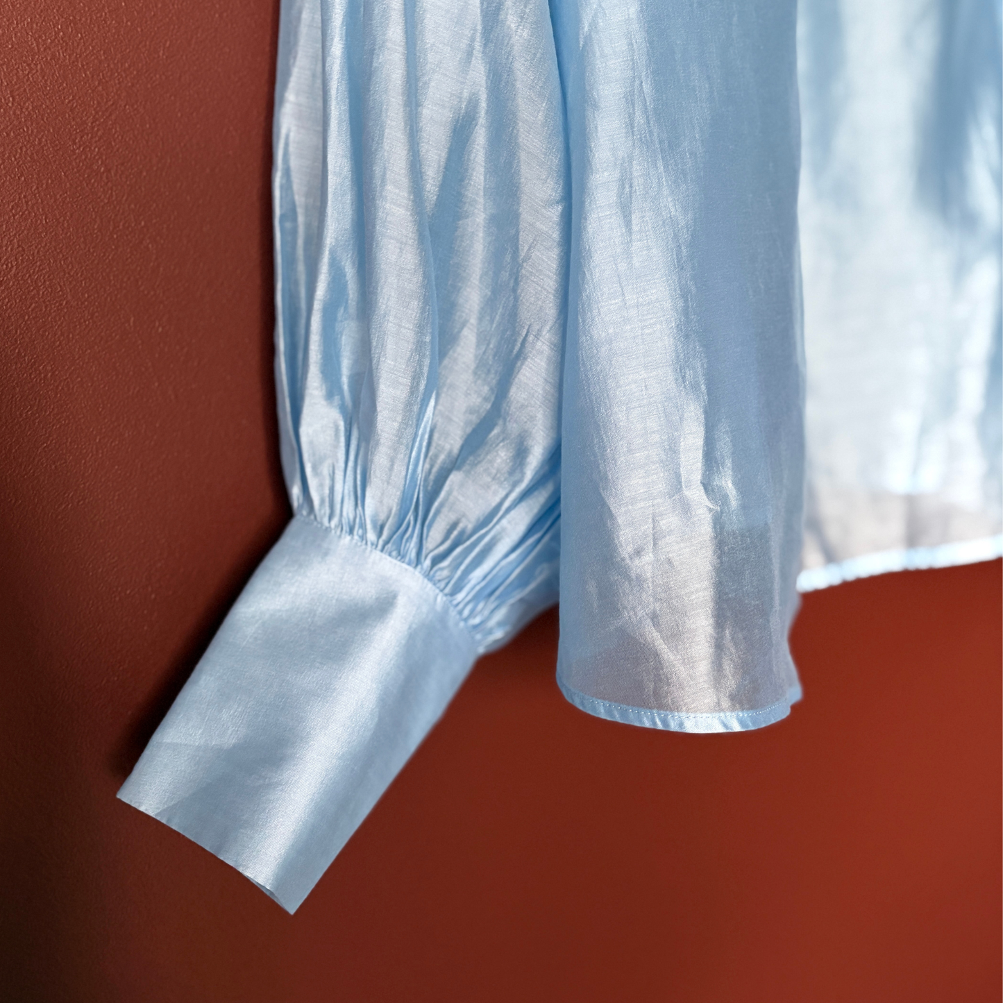 & Other Stories Powder Blue Chiffon Ruffle Blouse