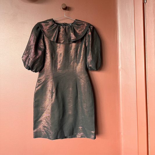 Aligne Rust Ruffle Collar Mini Dress