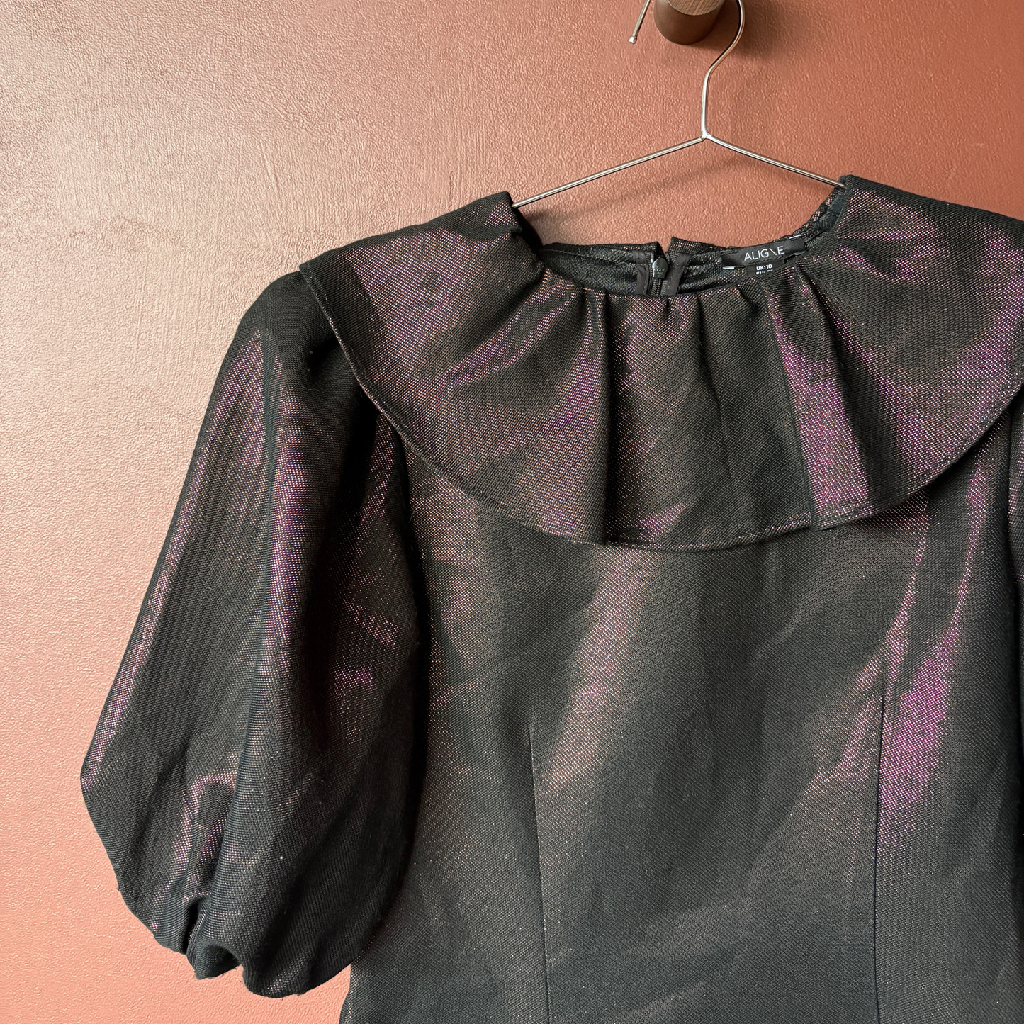 Aligne Rust Ruffle Collar Mini Dress