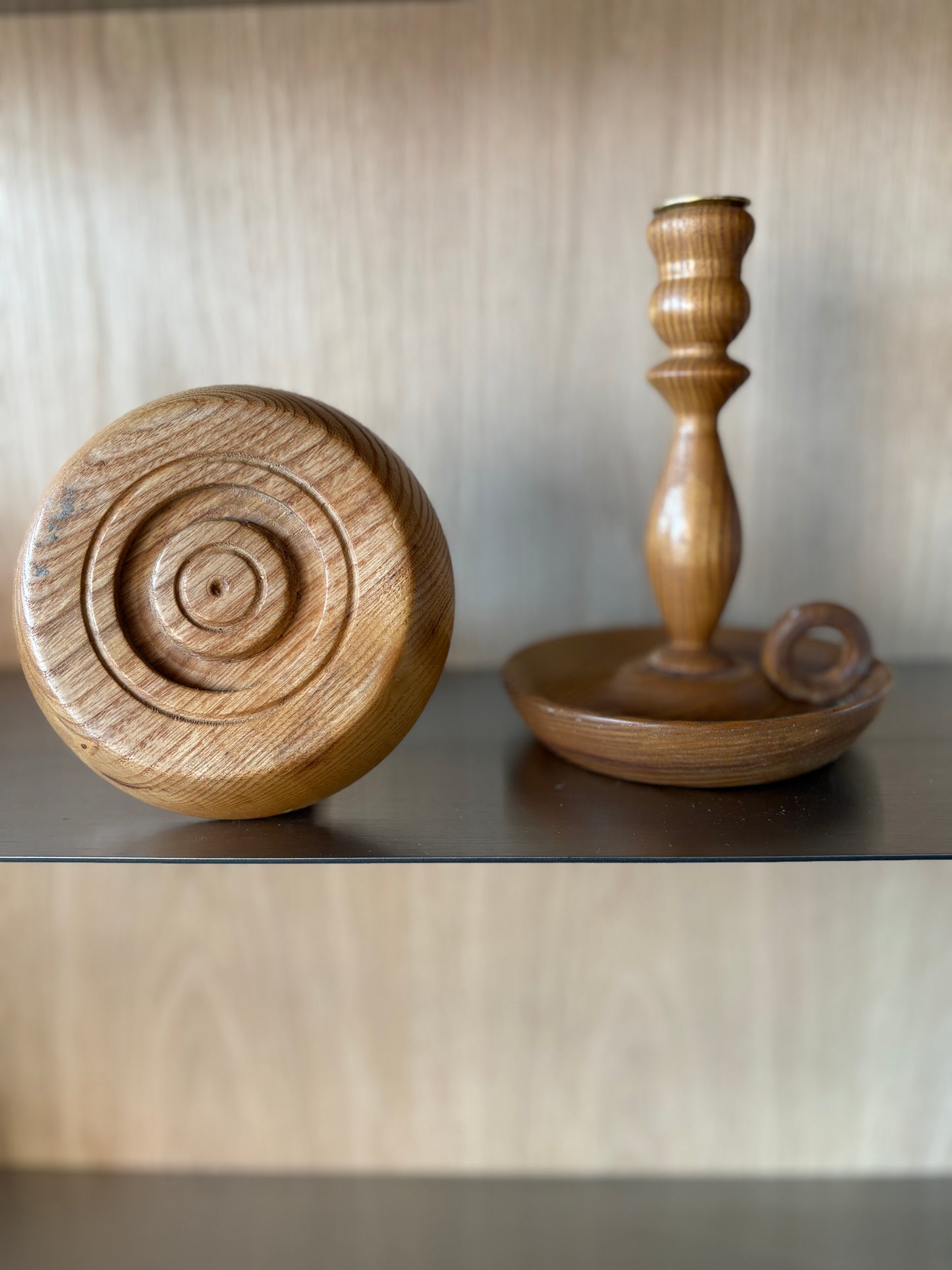 Hand-Turned Wooden Candle Holder - Set of 2