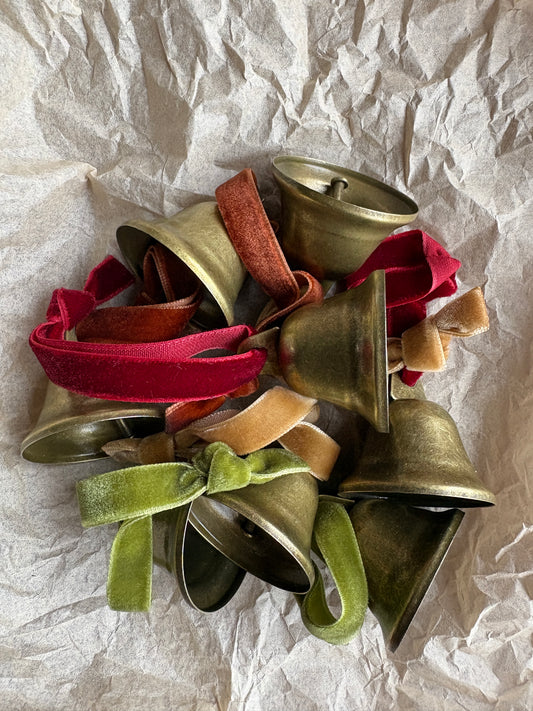 Vintage Mini Antique Christmas Bells - Set of 8