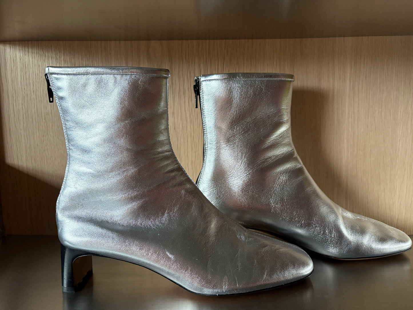 Arket Silver Square Toe Ankle Boots