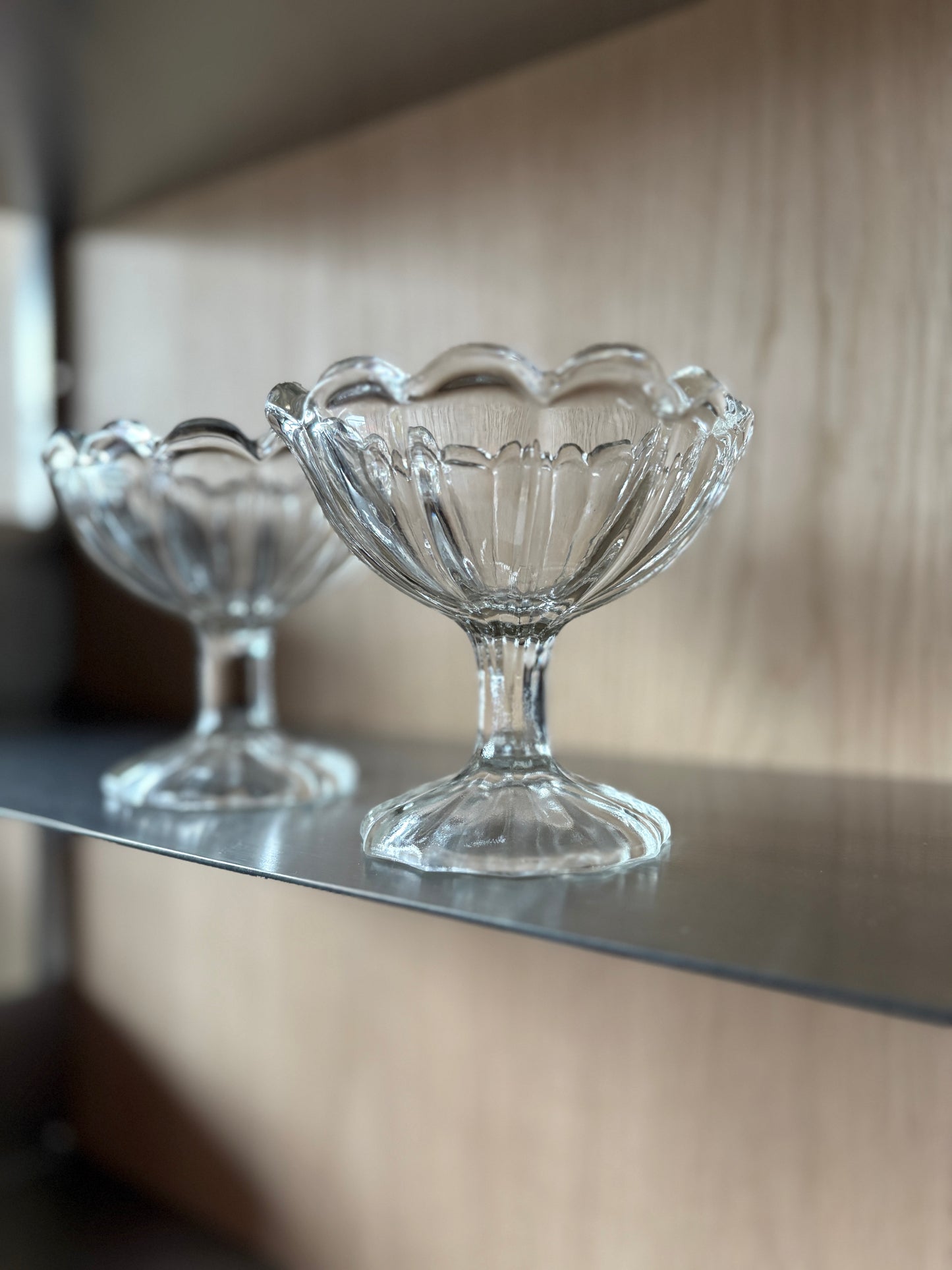 Vintage Clear Glass Sundae Dishes - Set of 2