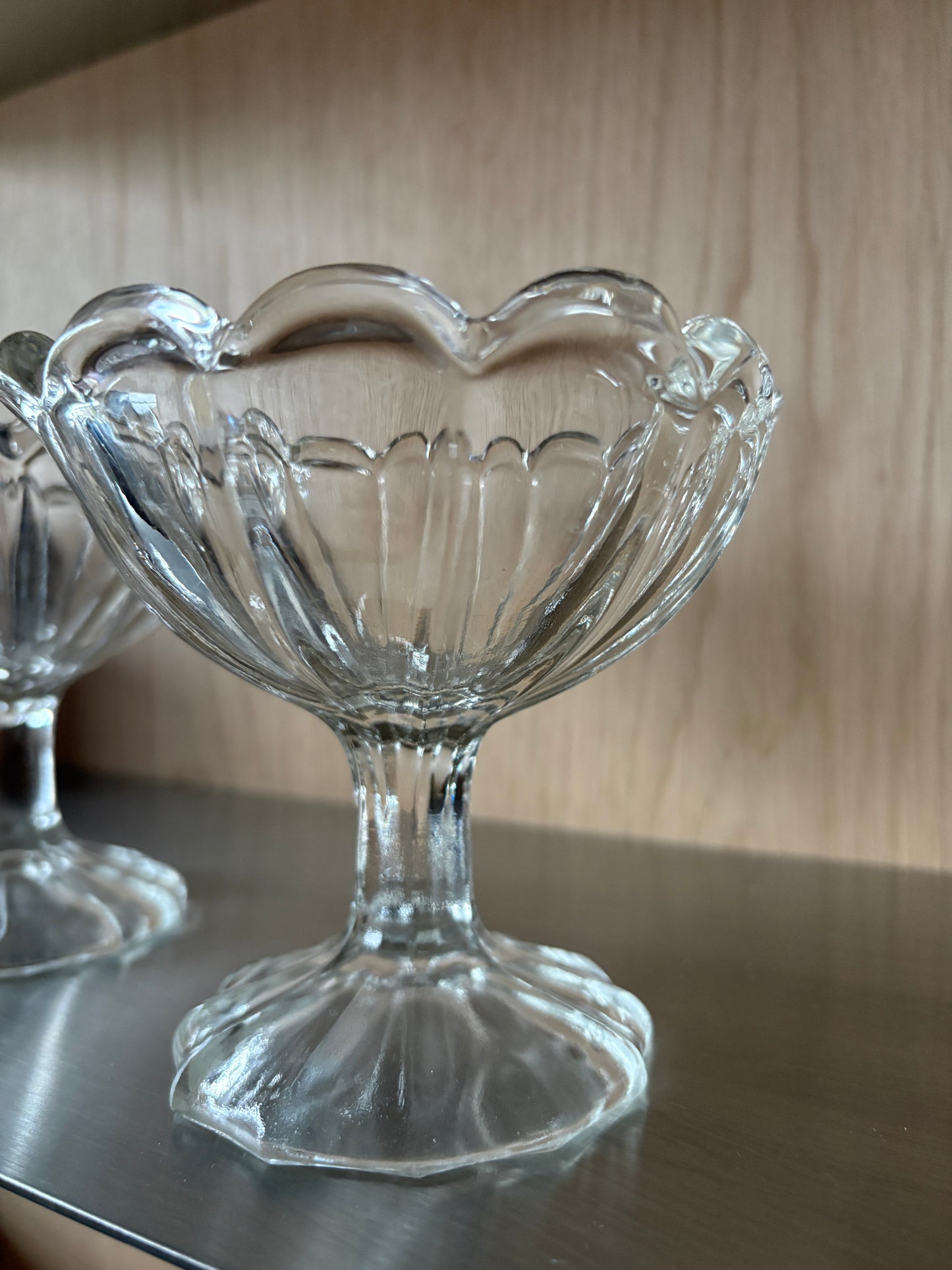Vintage Clear Glass Sundae Dishes - Set of 2