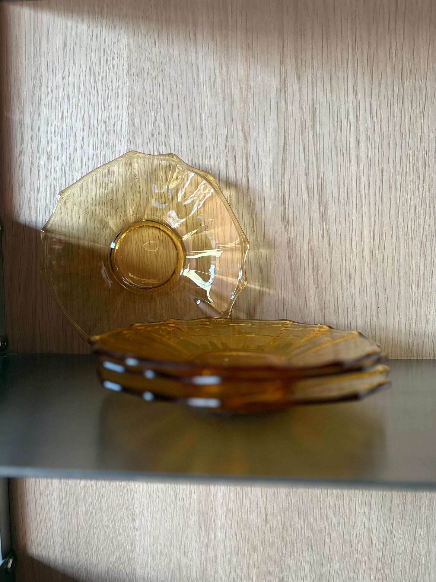 Amber Glass Cake Plates - Set of 4