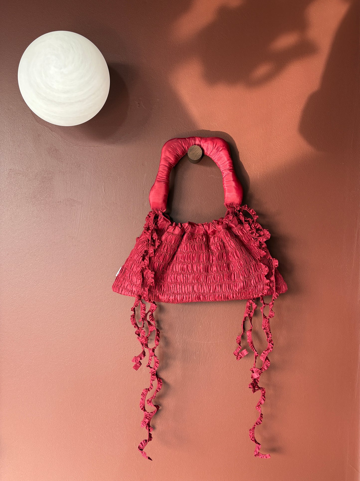 Aomoa Red CALENDULA Bag Ruffle Ribbon Bag