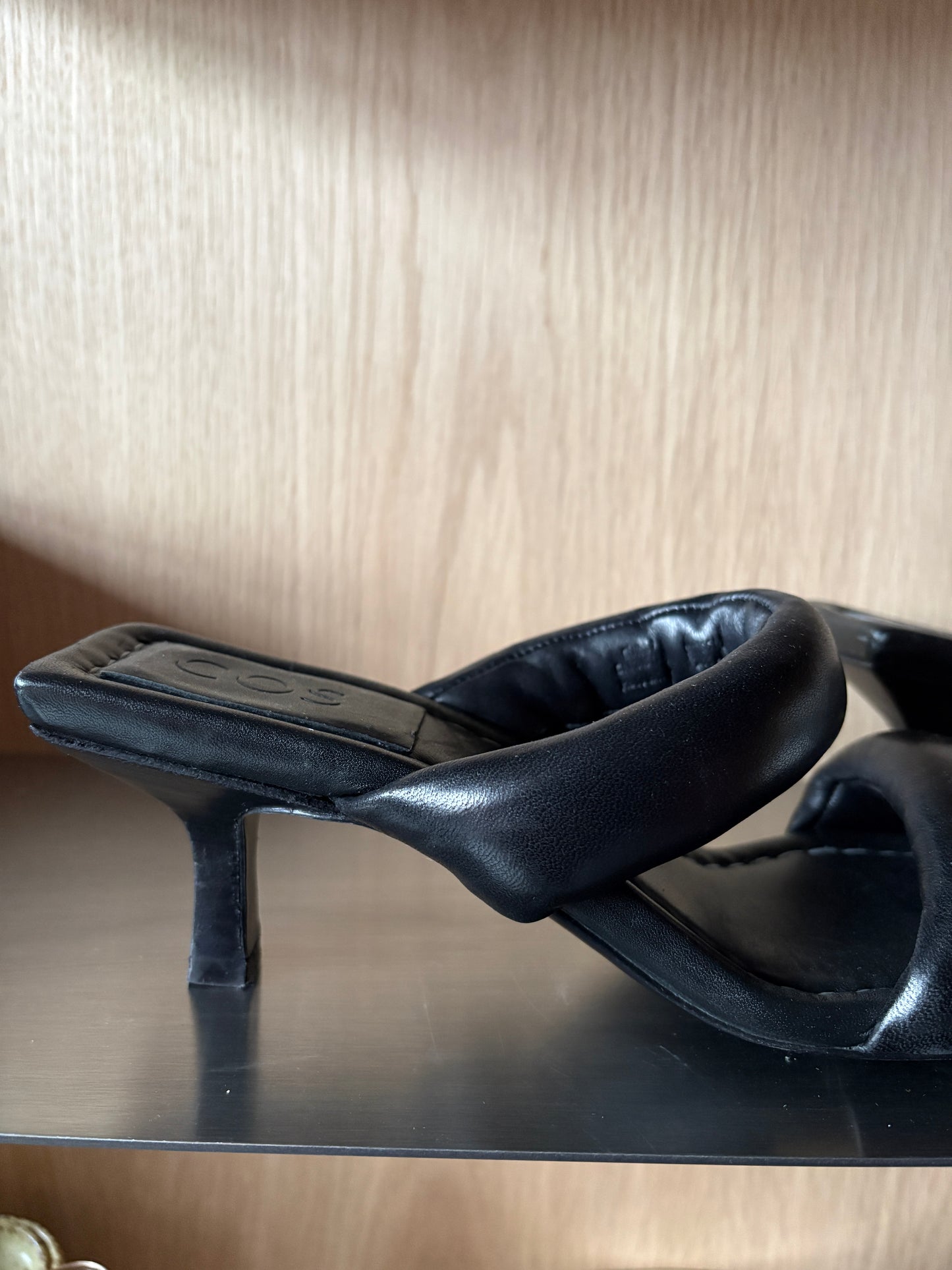 Cos Black Leather Tube Mules