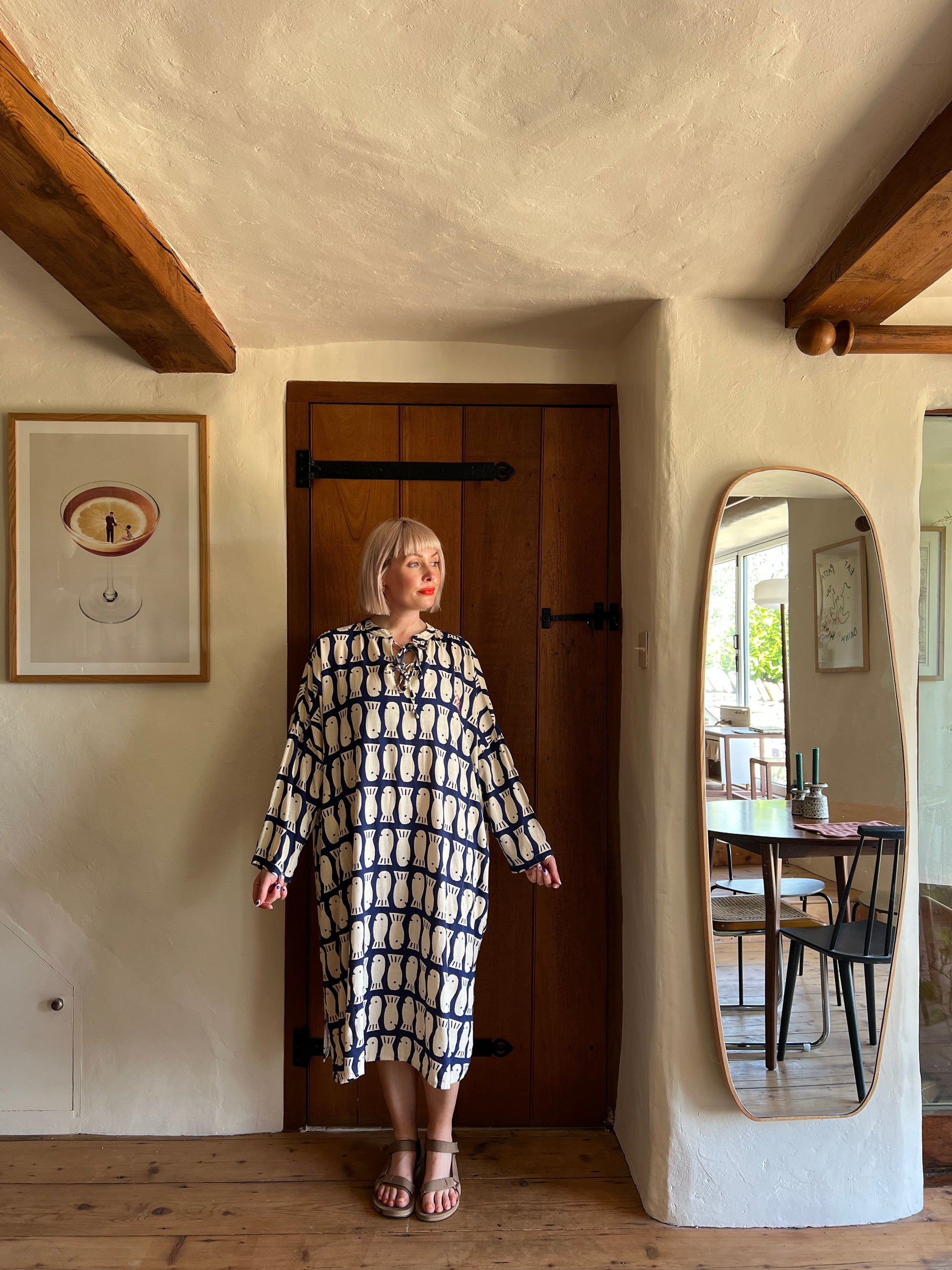 Bobo Choses Navy Lucky Fish Tunic worn on model 