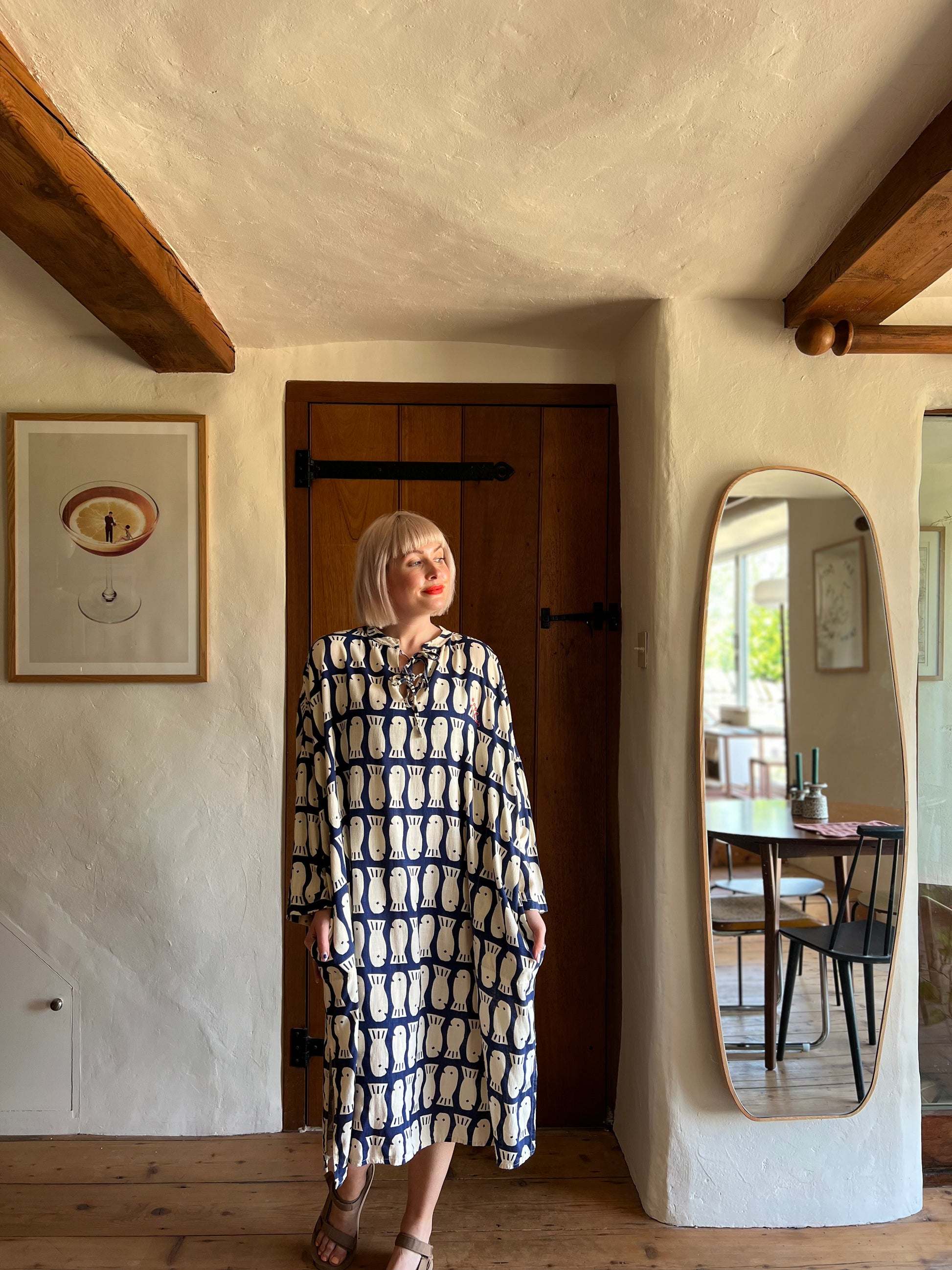 Bobo Choses Navy Lucky Fish Tunic worn on model 