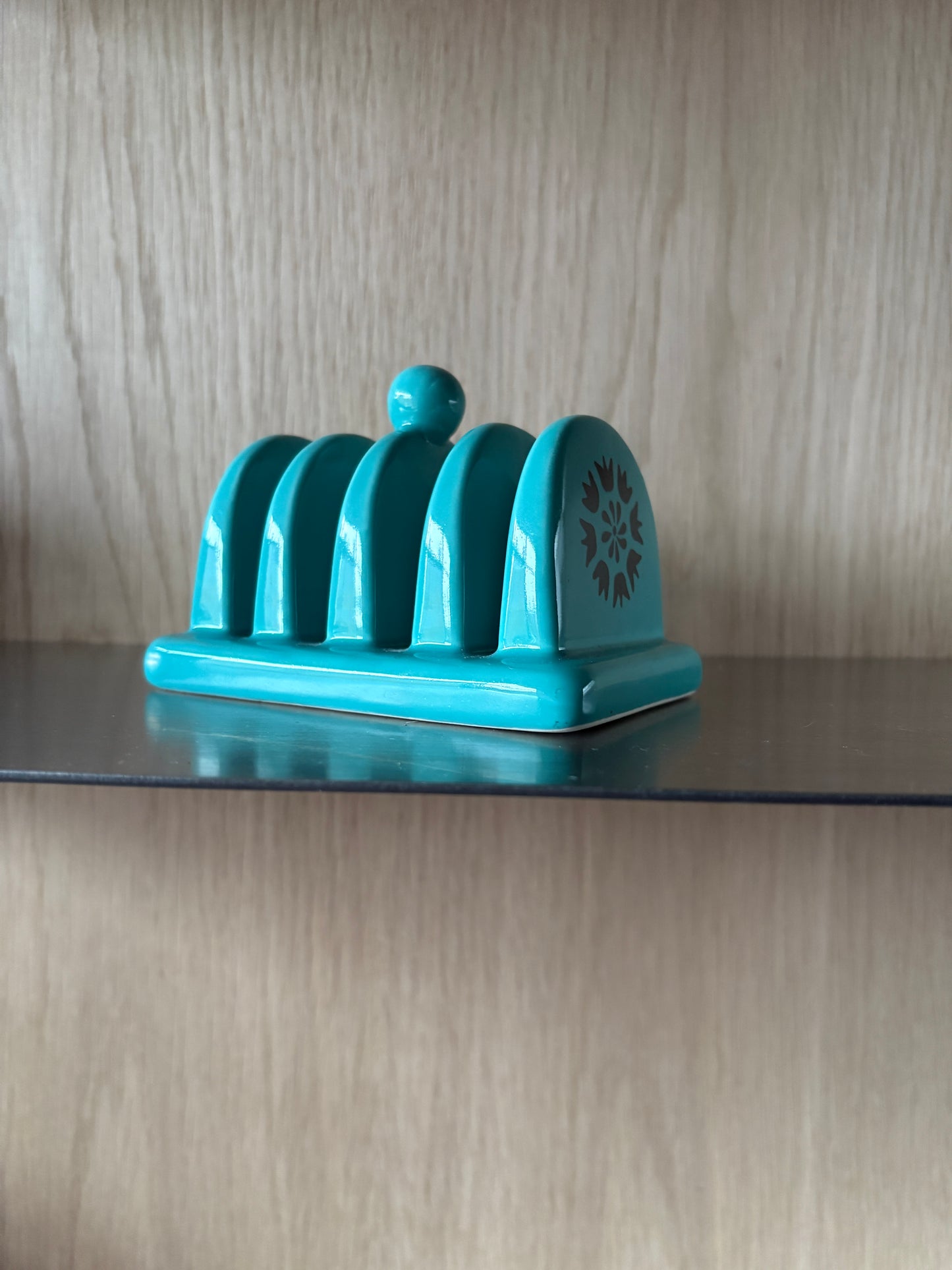 Vintage Teal Ceramic Toast Rack