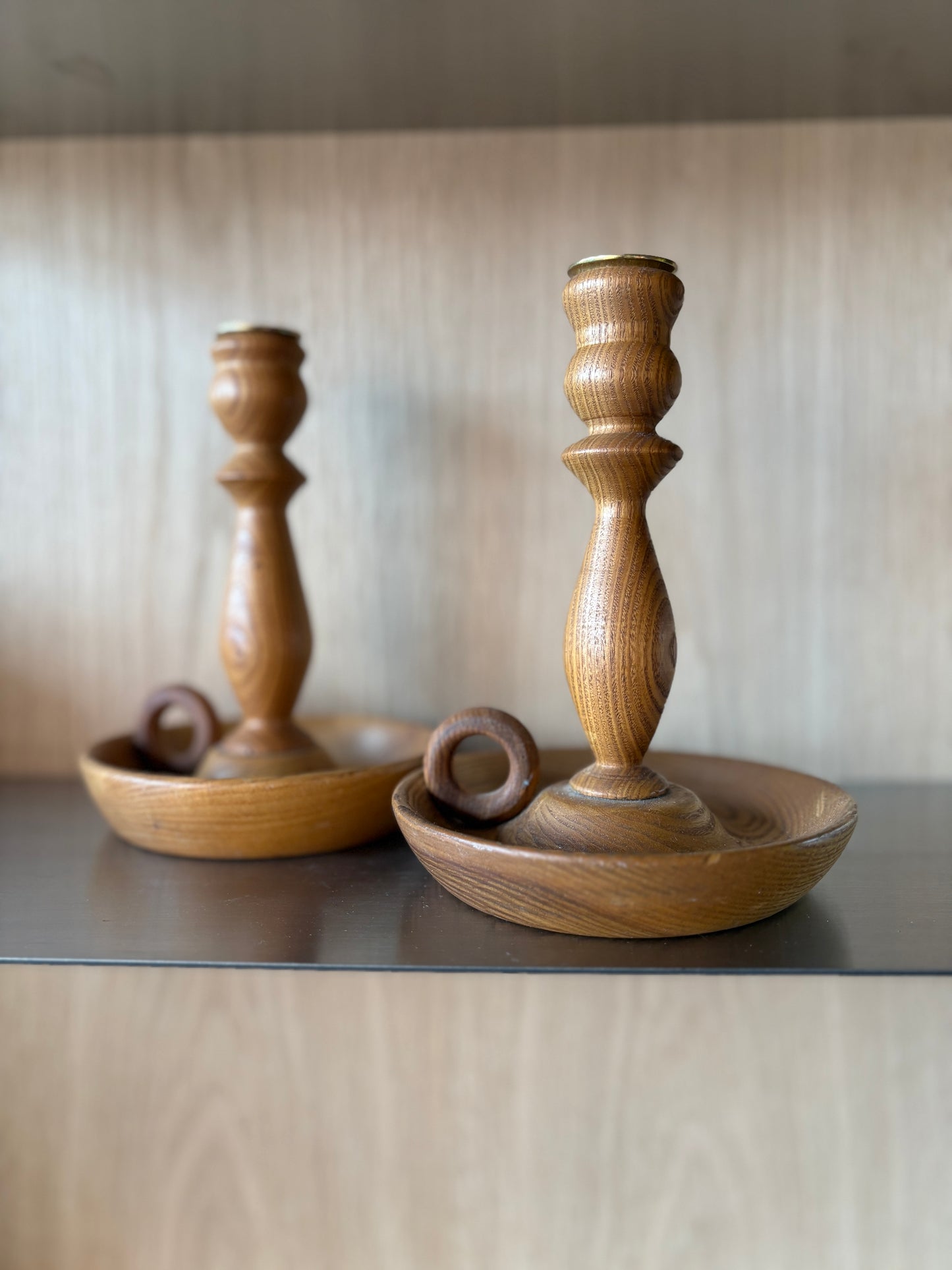 Hand-Turned Wooden Candle Holder - Set of 2