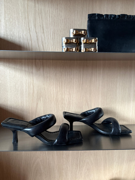 Cos Black Leather Tube Mules