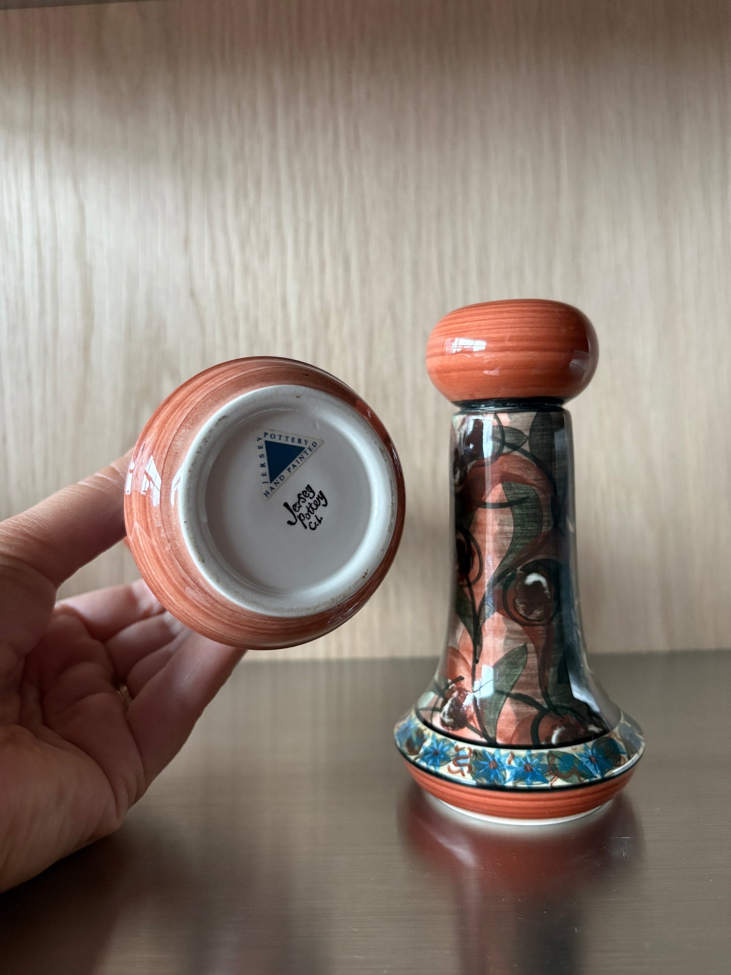 Vintage Hand-Painted Ceramic Candle Sticks - Set of 2