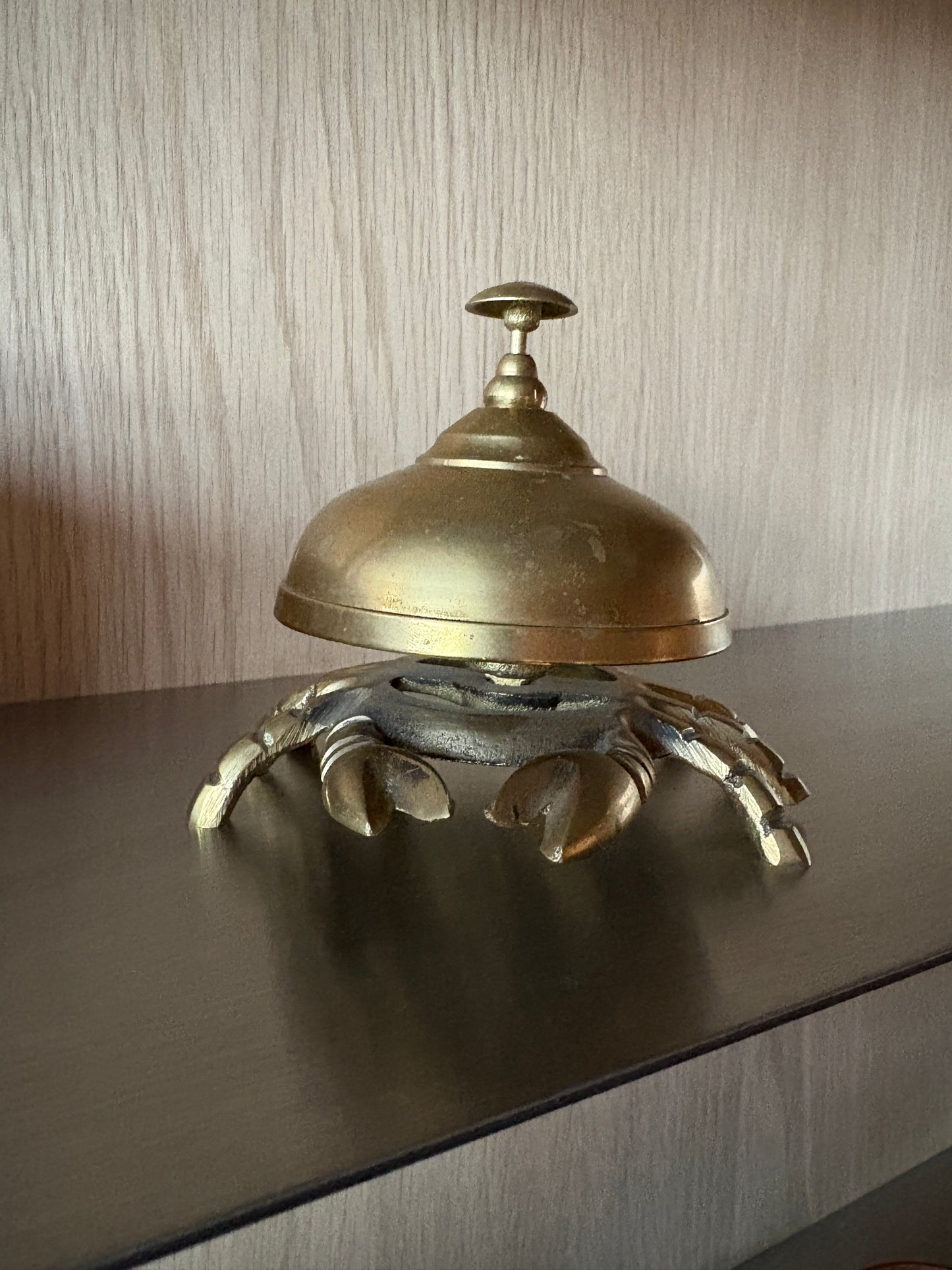 Vintage Antique Brass Crab Service Bell