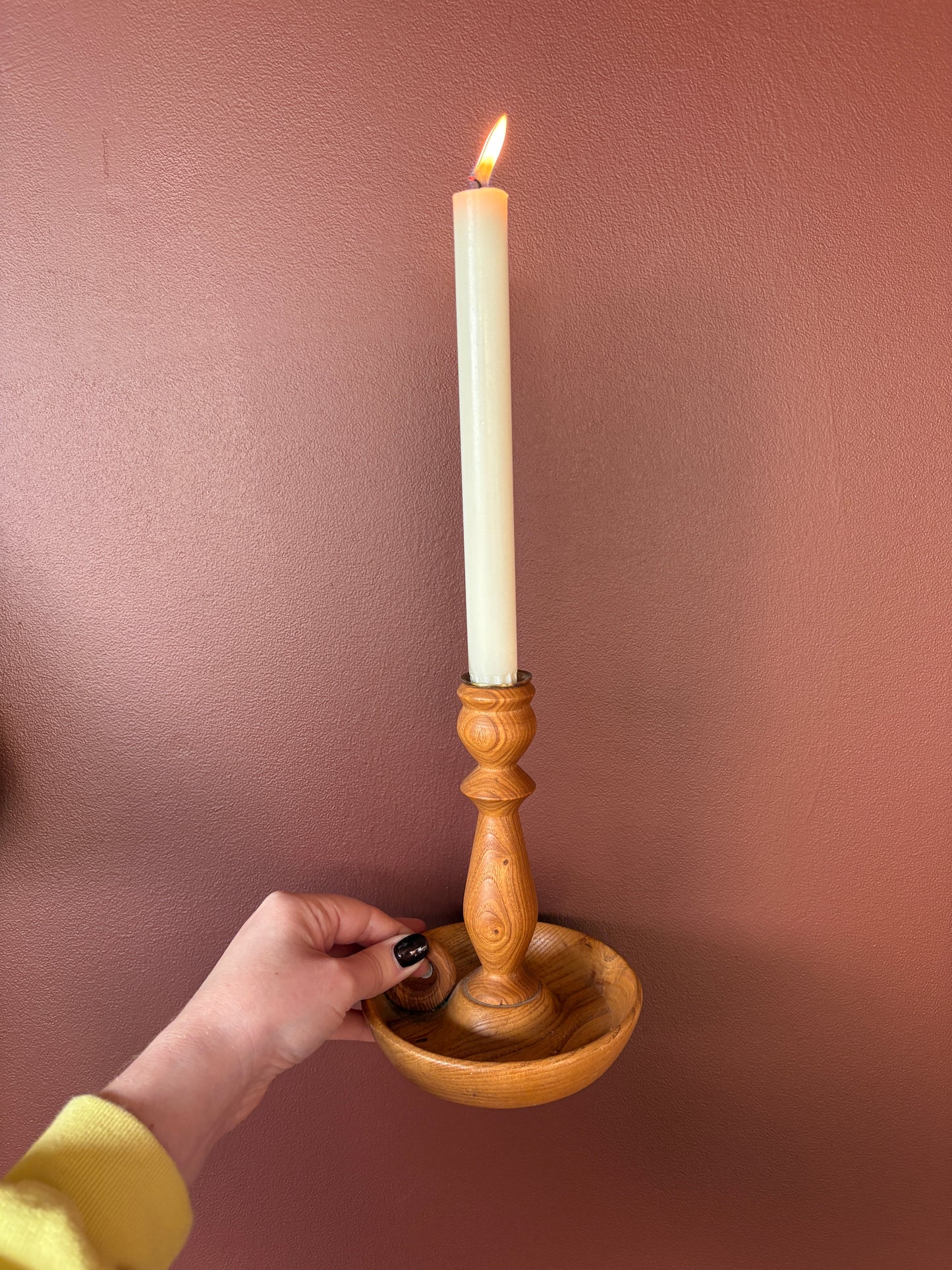 Hand-Turned Wooden Candle Holder - Set of 2