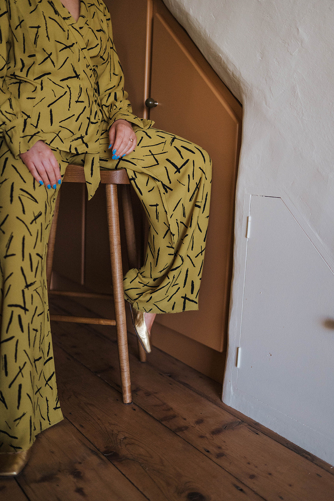 Finery Citrus Dash Trouser Suit worn on model 