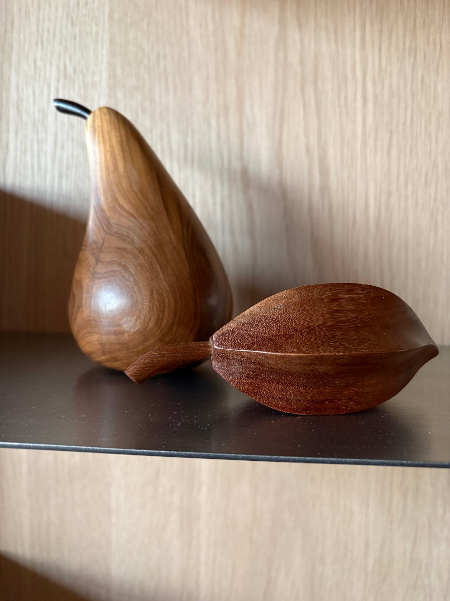 Mid-Century Hand-Turned Solid Wooden Fruit - set of 2