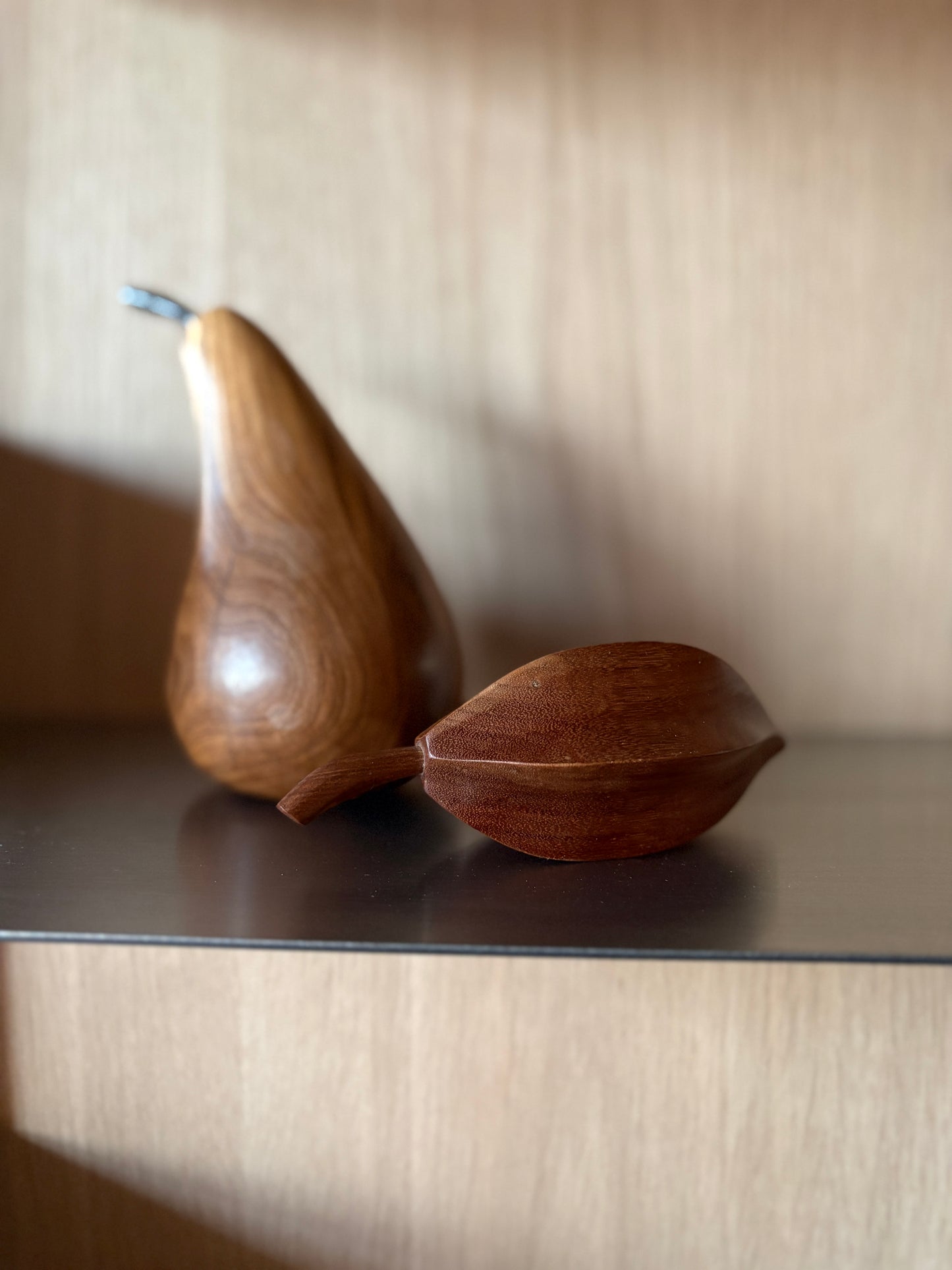 Mid-Century Hand-Turned Solid Wooden Fruit - set of 2