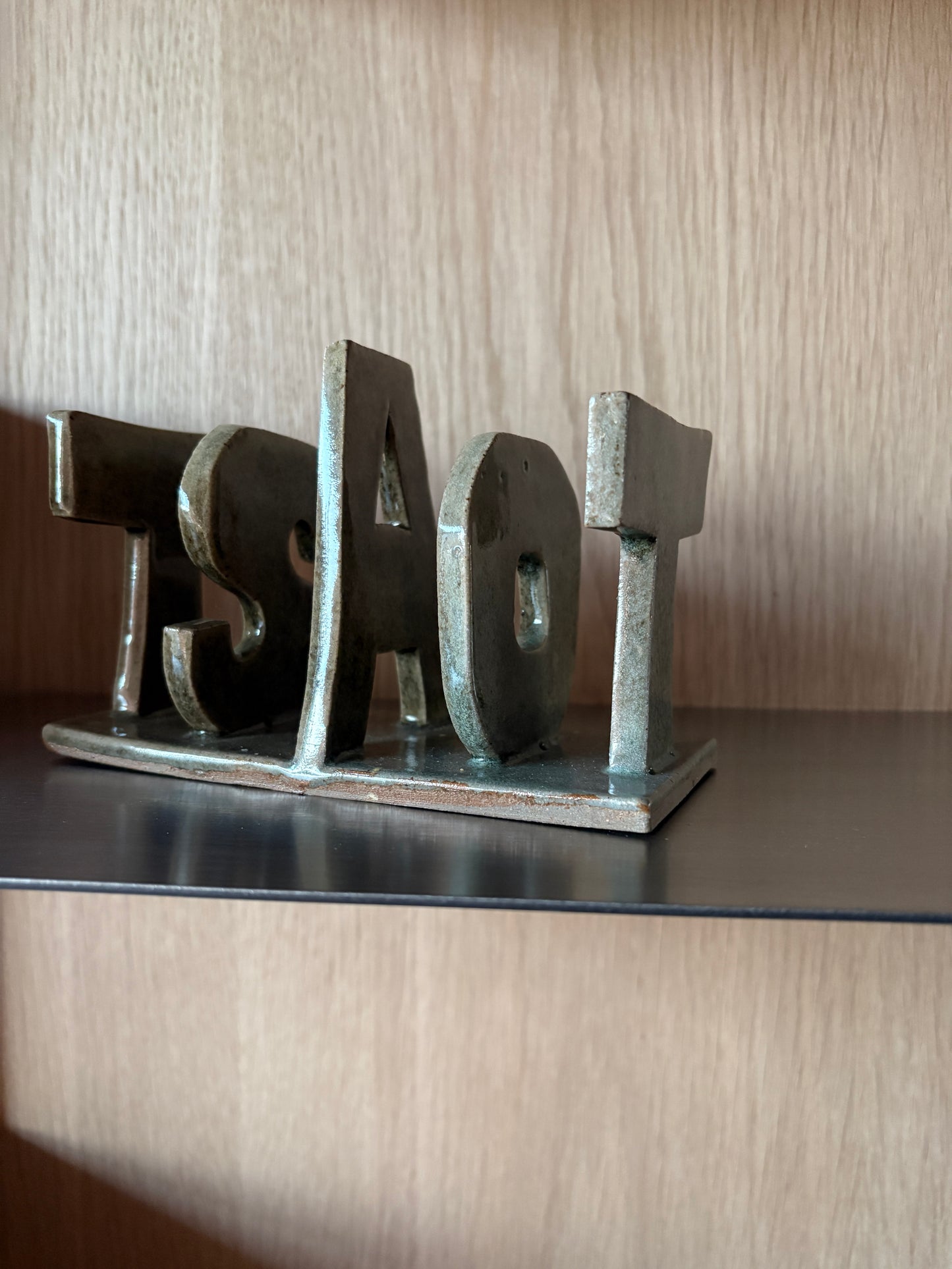 Handmade Olive-Glazed Ceramic TOAST rack