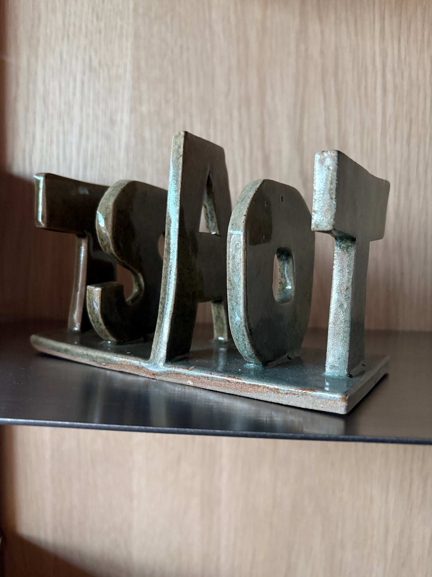 Handmade Olive-Glazed Ceramic TOAST rack