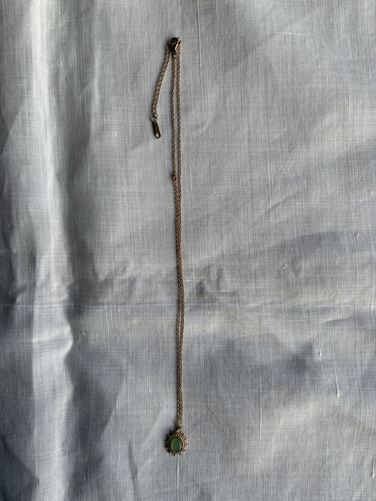 Gold Pendant Necklace with Olive Stone