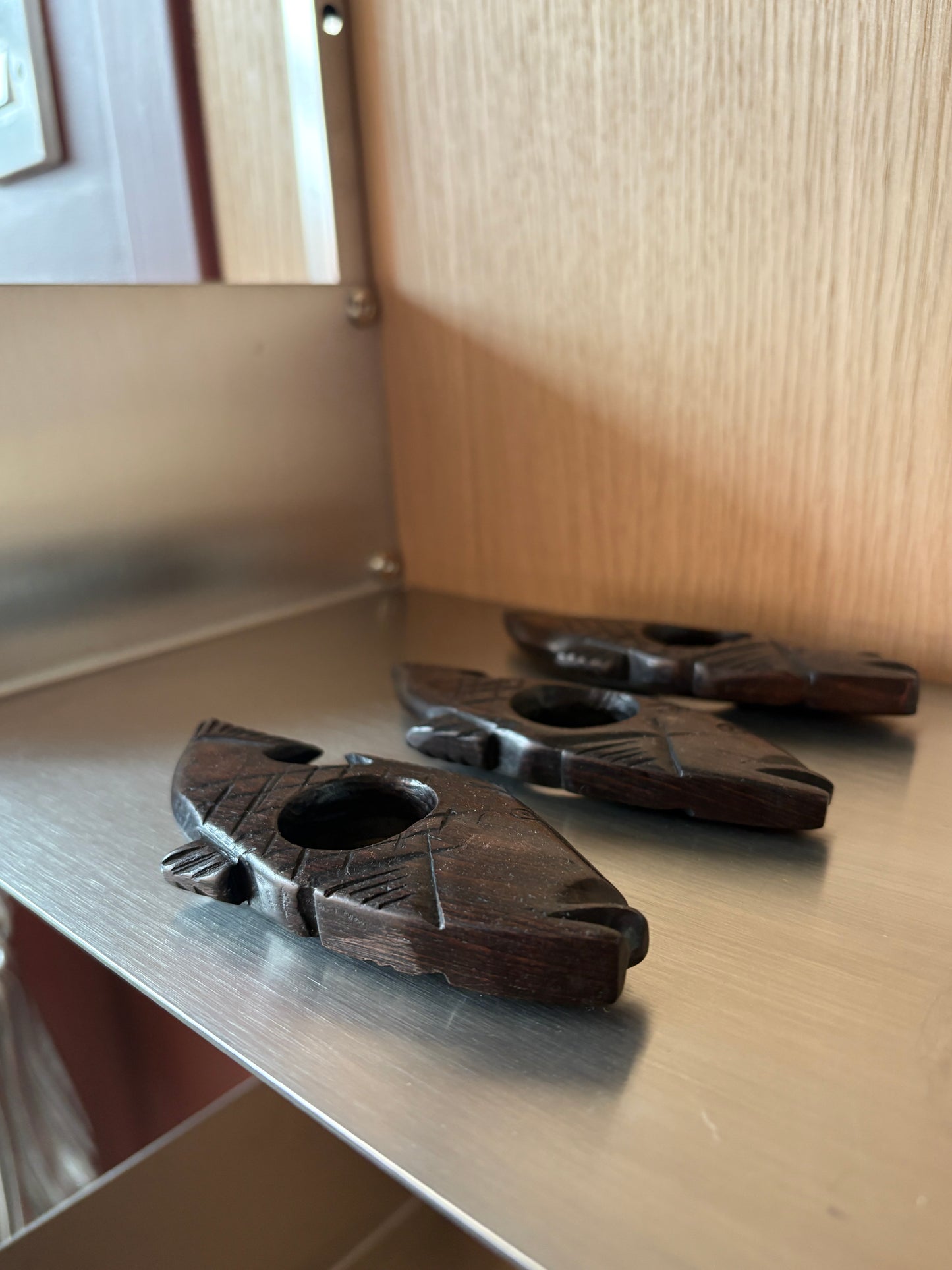 Vintage Mid-Century Wooden Fish Napkin Holders - Set of 3