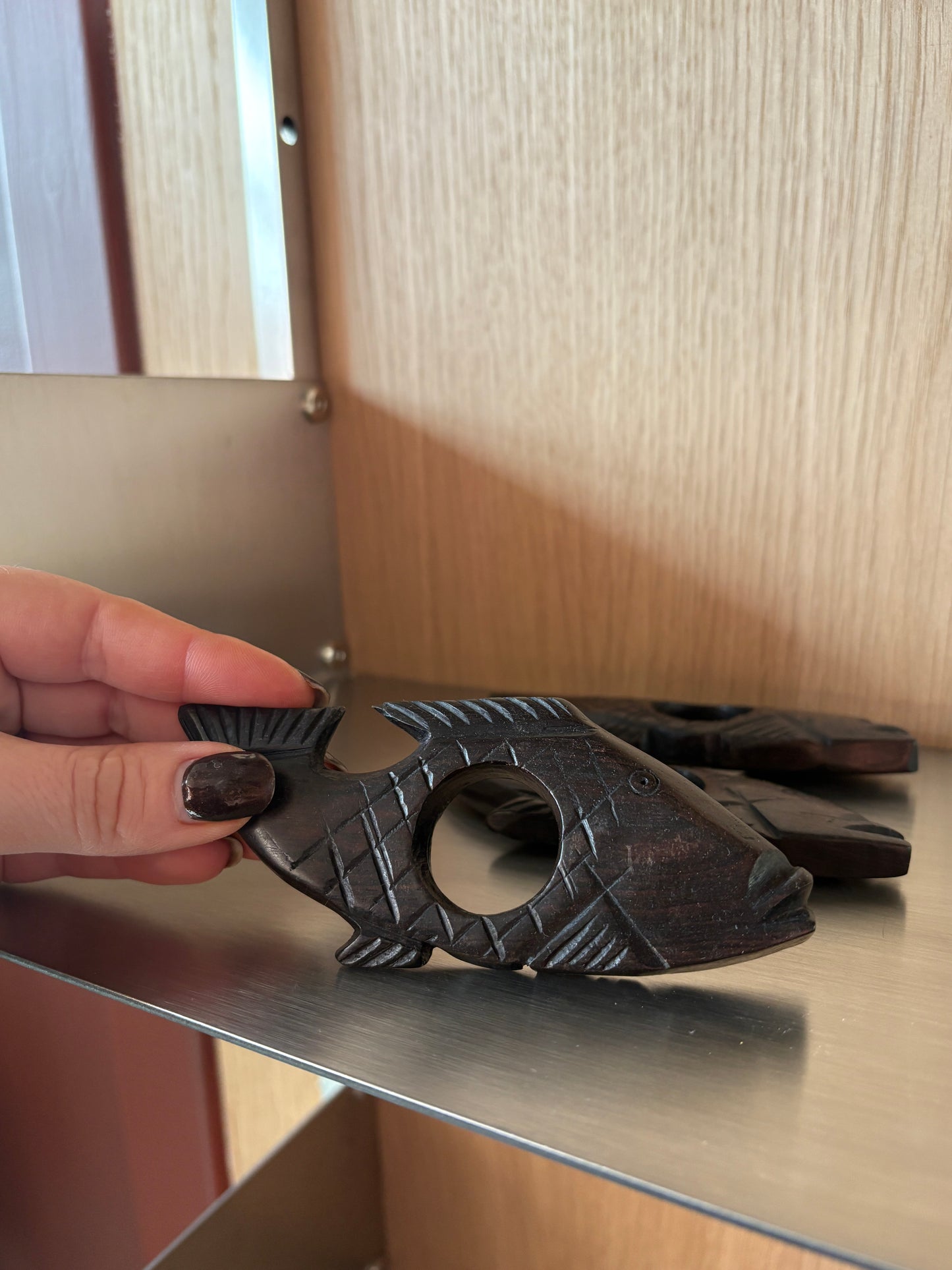 Vintage Mid-Century Wooden Fish Napkin Holders - Set of 3
