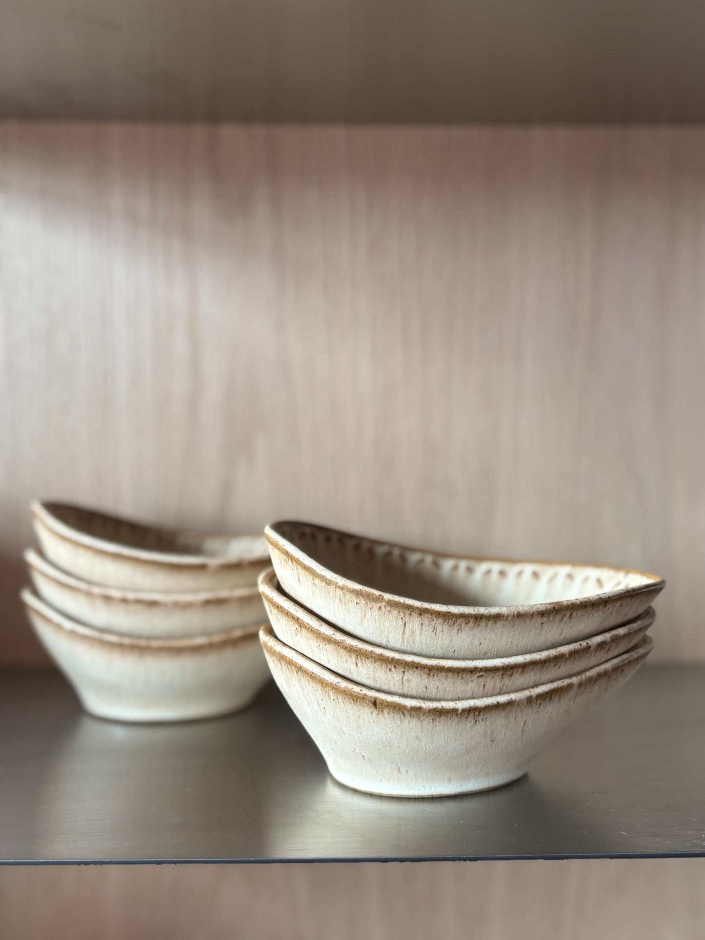 Vintage Ceramic Cream Avocado Snack Bowls - Set of 6