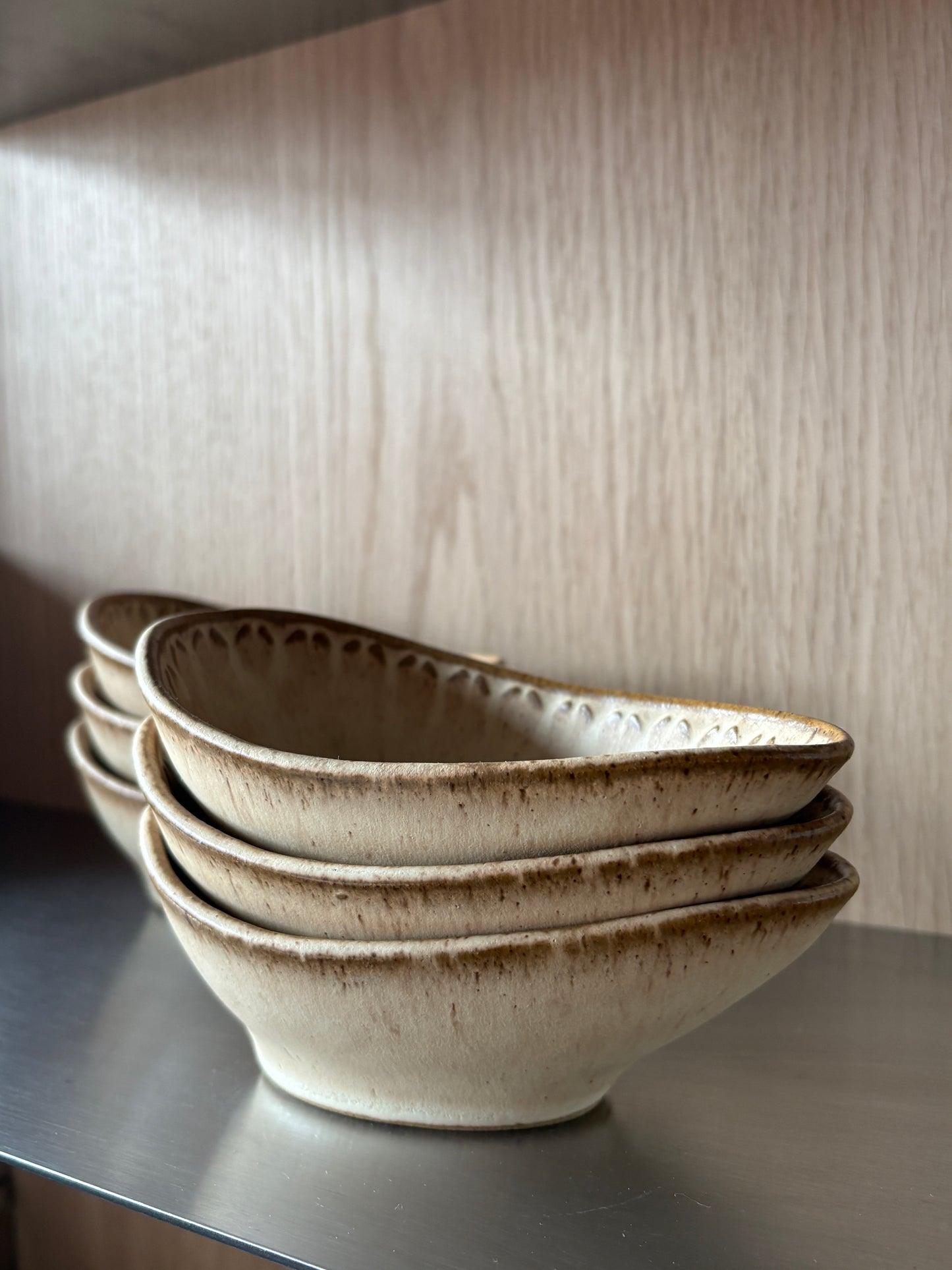 Vintage Ceramic Cream Avocado Snack Bowls - Set of 6