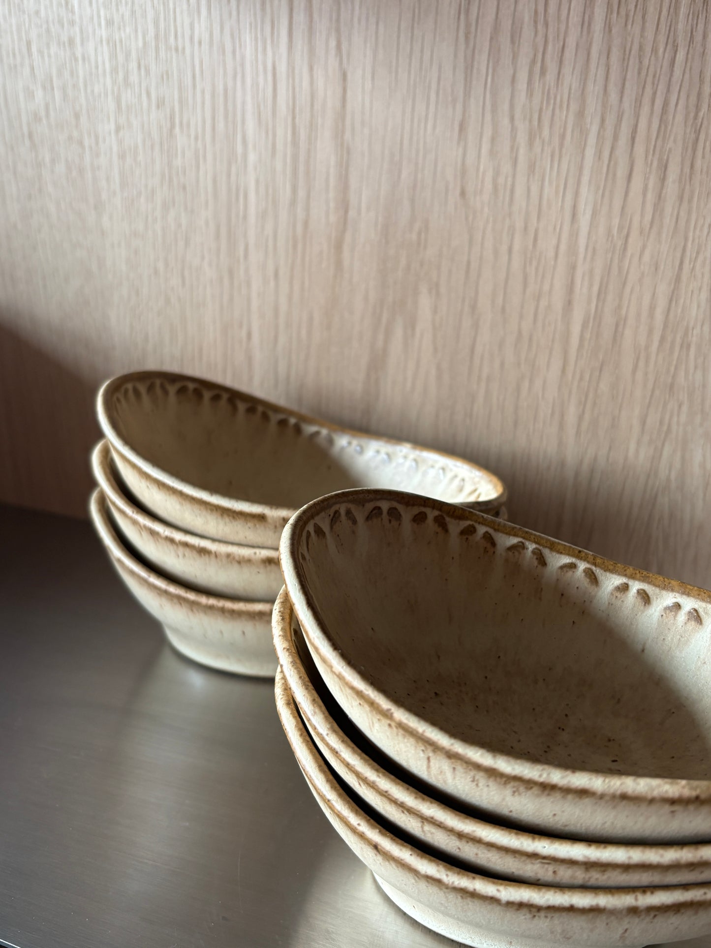 Vintage Ceramic Cream Avocado Snack Bowls - Set of 6