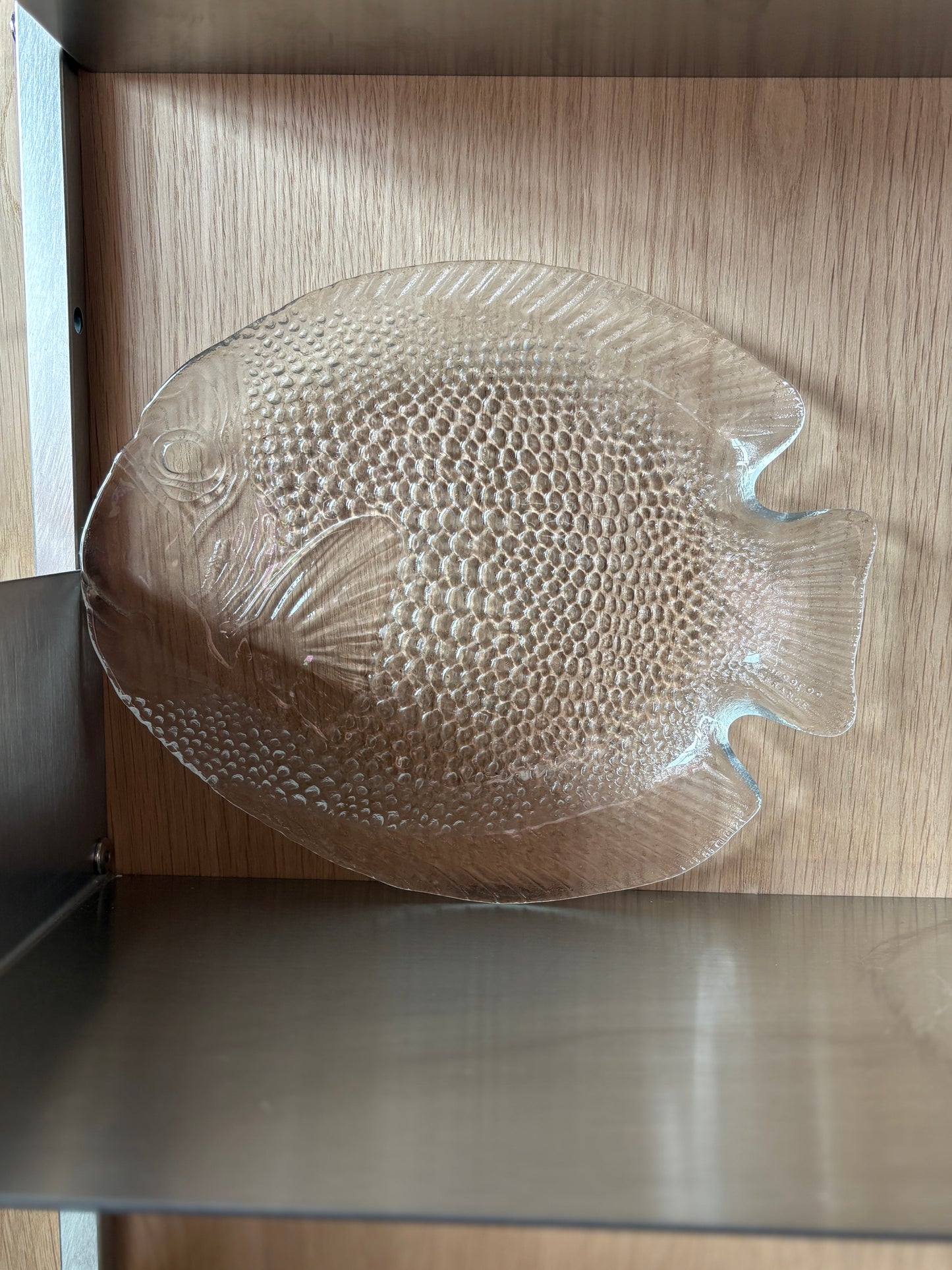 Vintage Large Glass Fish Serving Plate