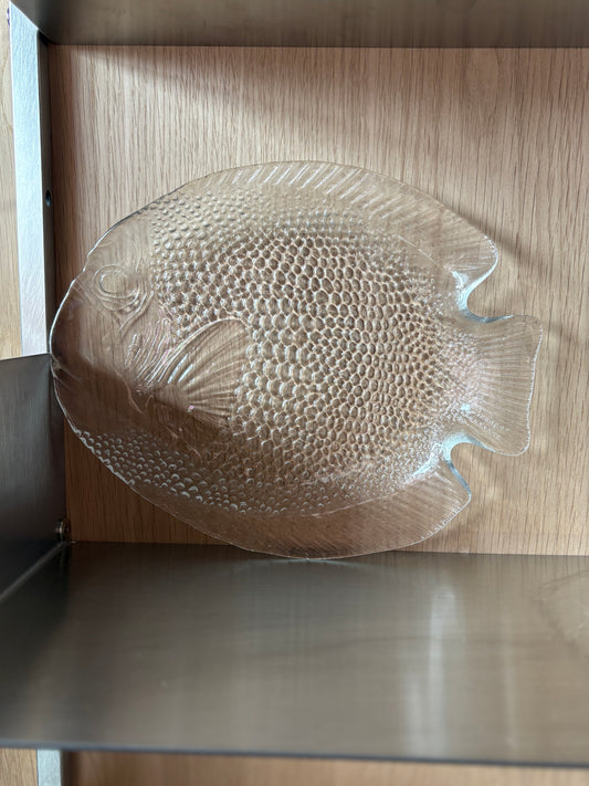 Vintage Large Glass Fish Serving Plate