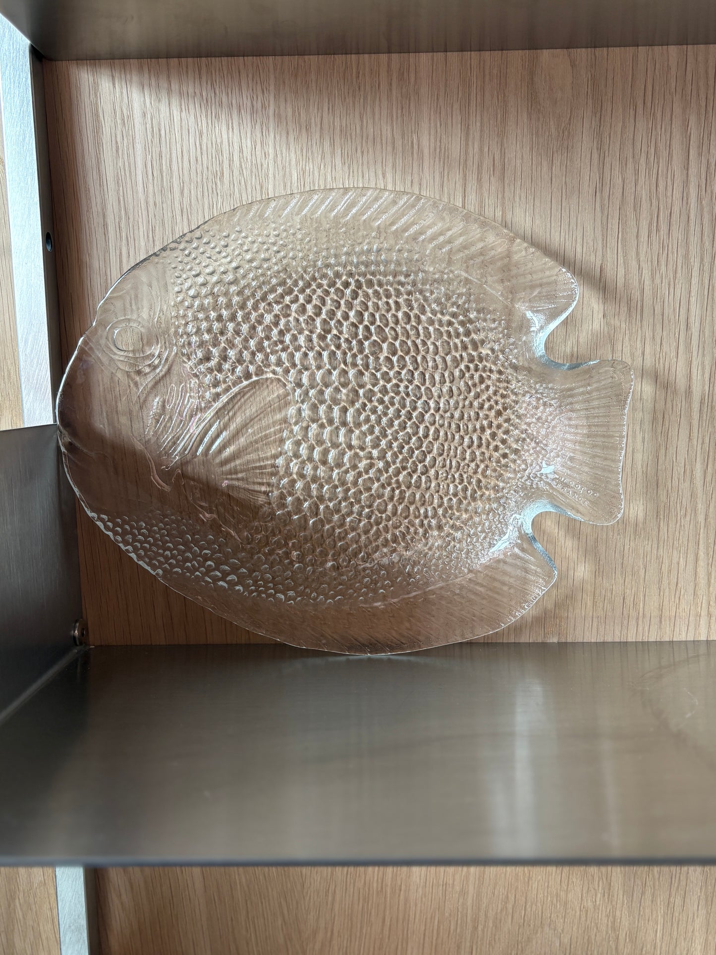 Vintage Large Glass Fish Serving Plate