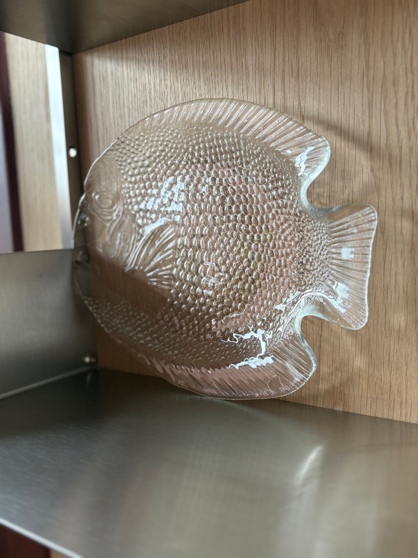 Vintage Large Glass Fish Serving Plate