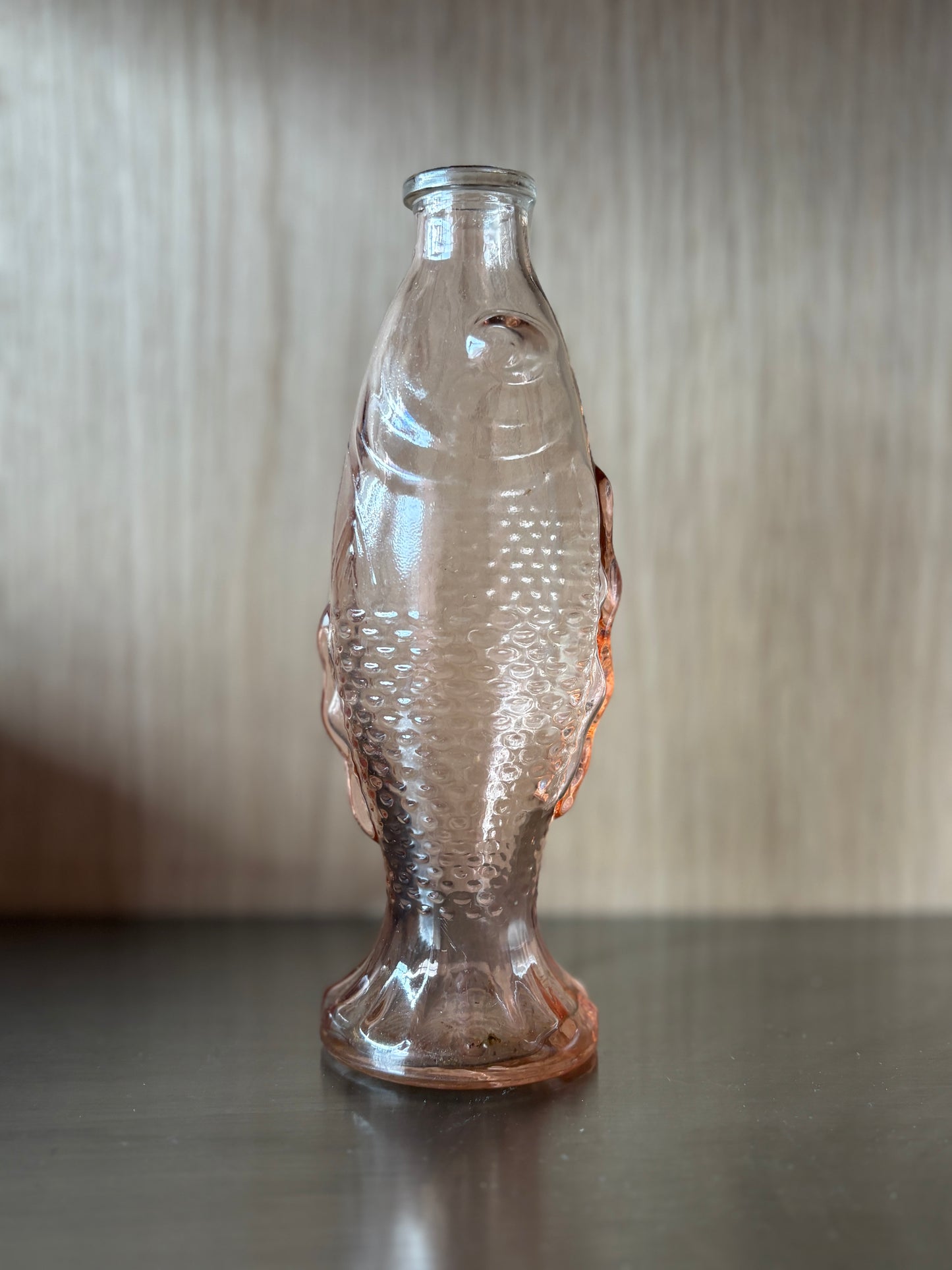 Vintage Pink Glass Fish Bud Vase
