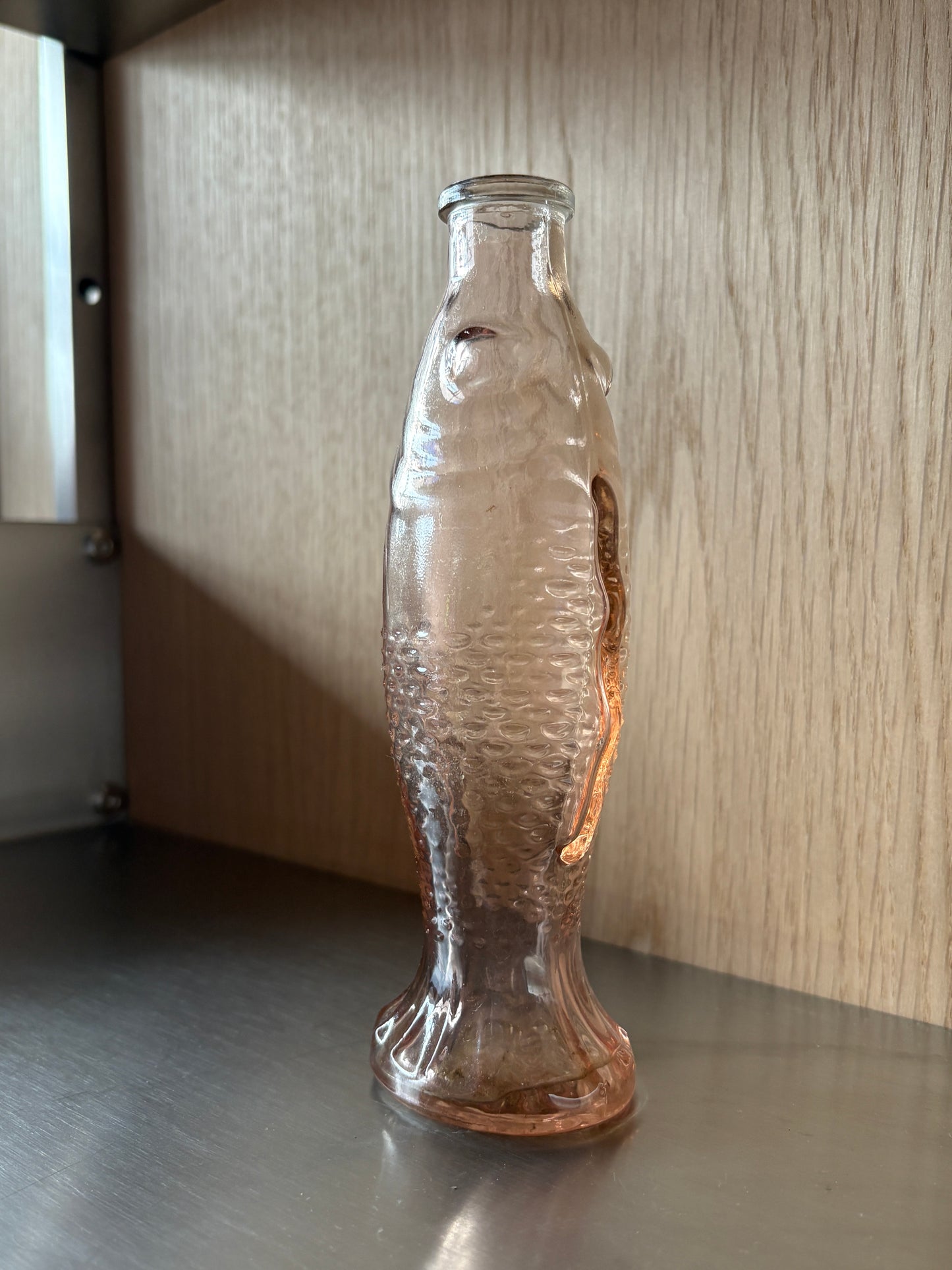 Vintage Pink Glass Fish Bud Vase