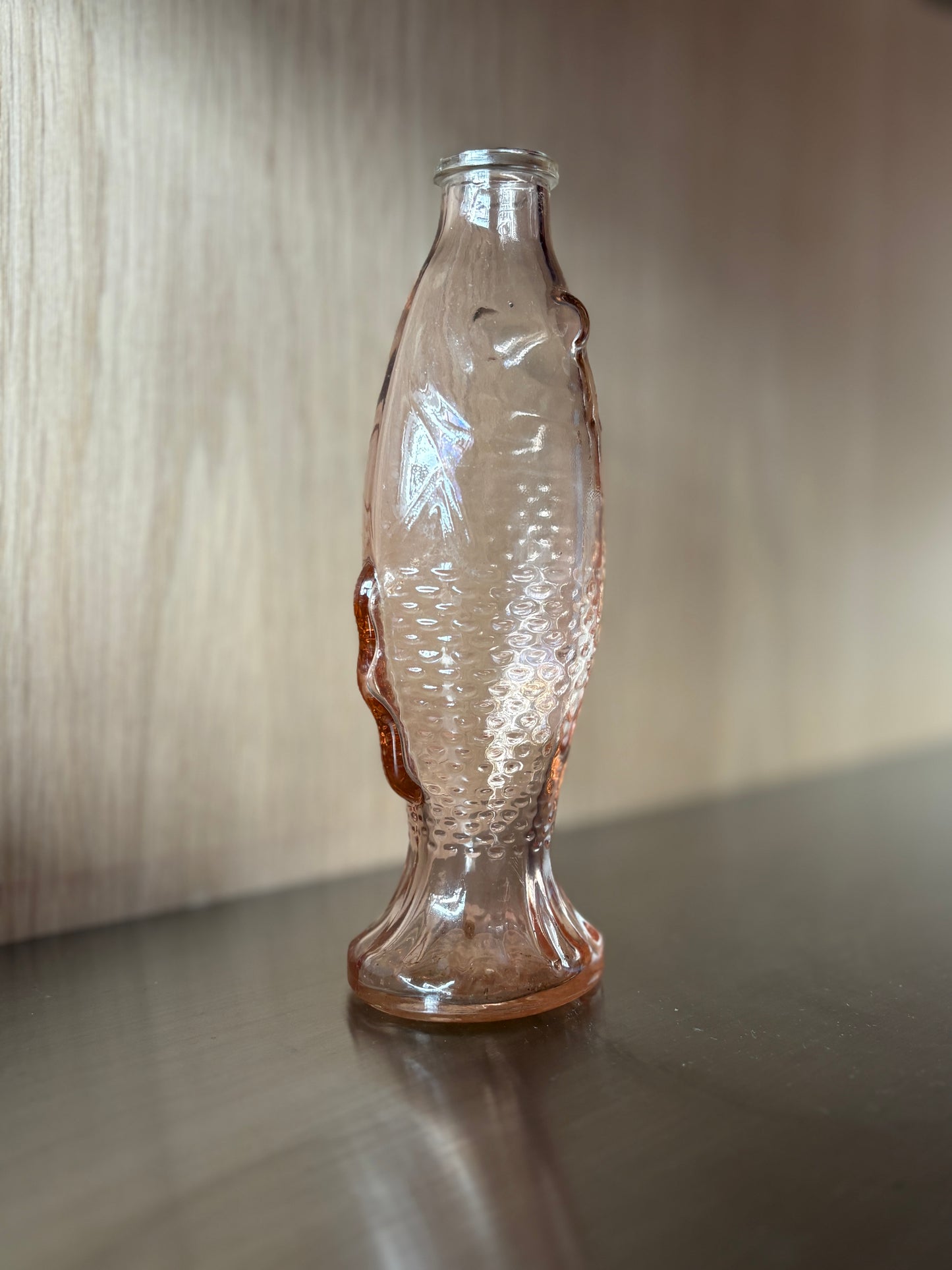Vintage Pink Glass Fish Bud Vase