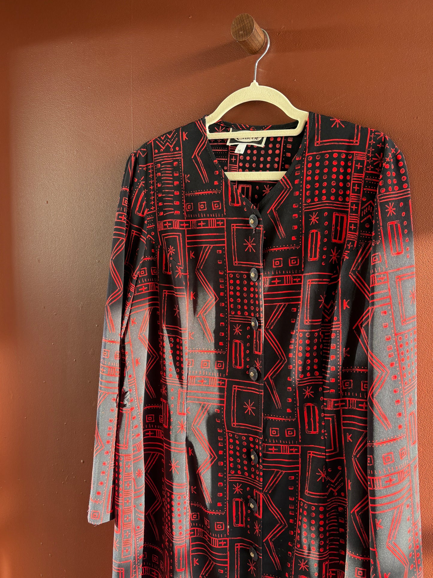 Vintage 80s Abstract Shirt Dress