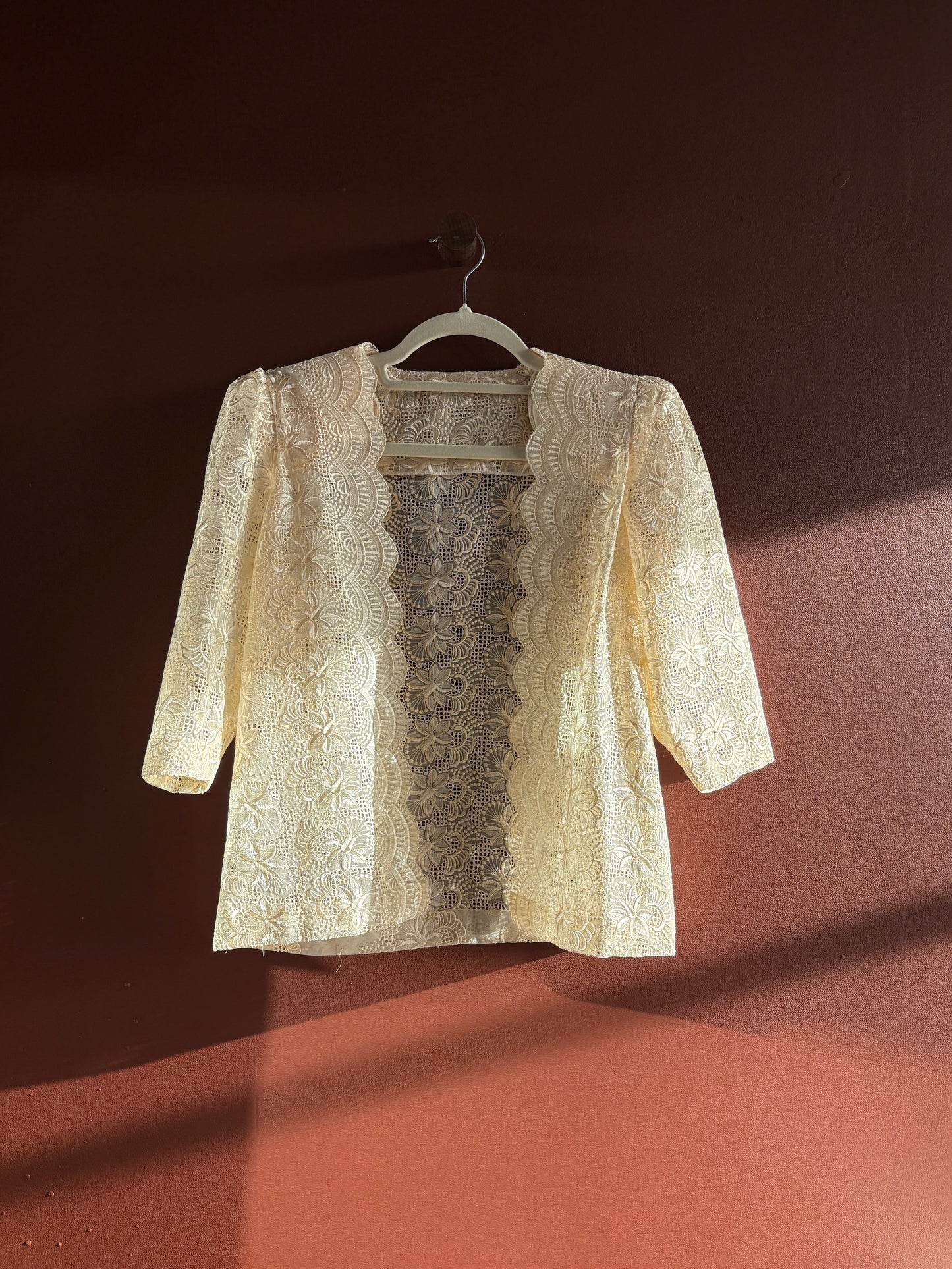 Vintage Cream Lace Overlay Shirt