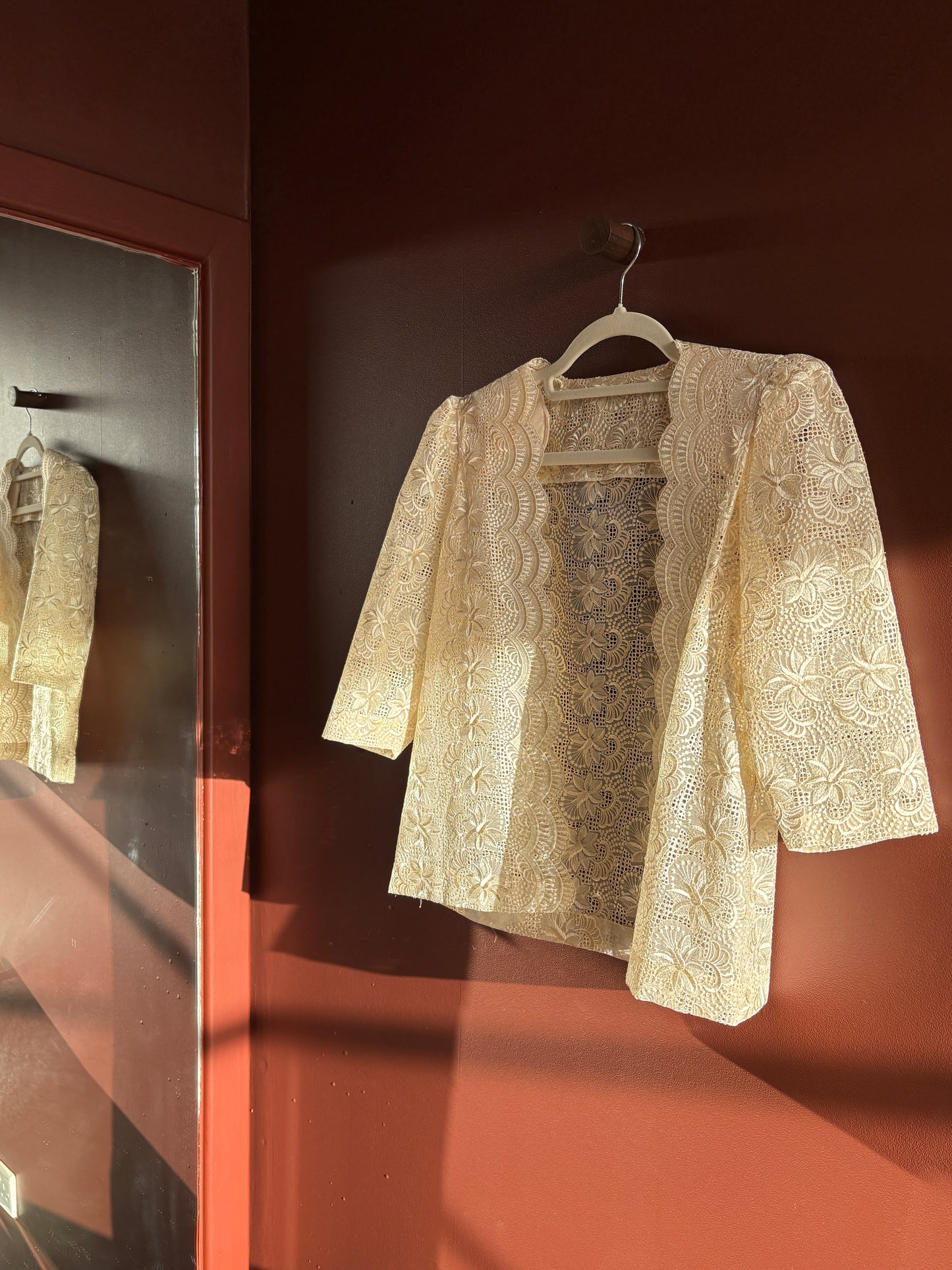 Vintage Cream Lace Overlay Shirt