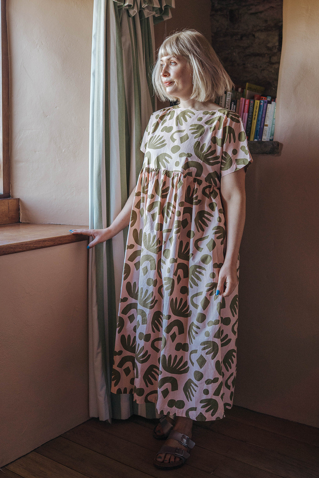  Off-On Clothing Pink Olive Abstract Dress won on model 