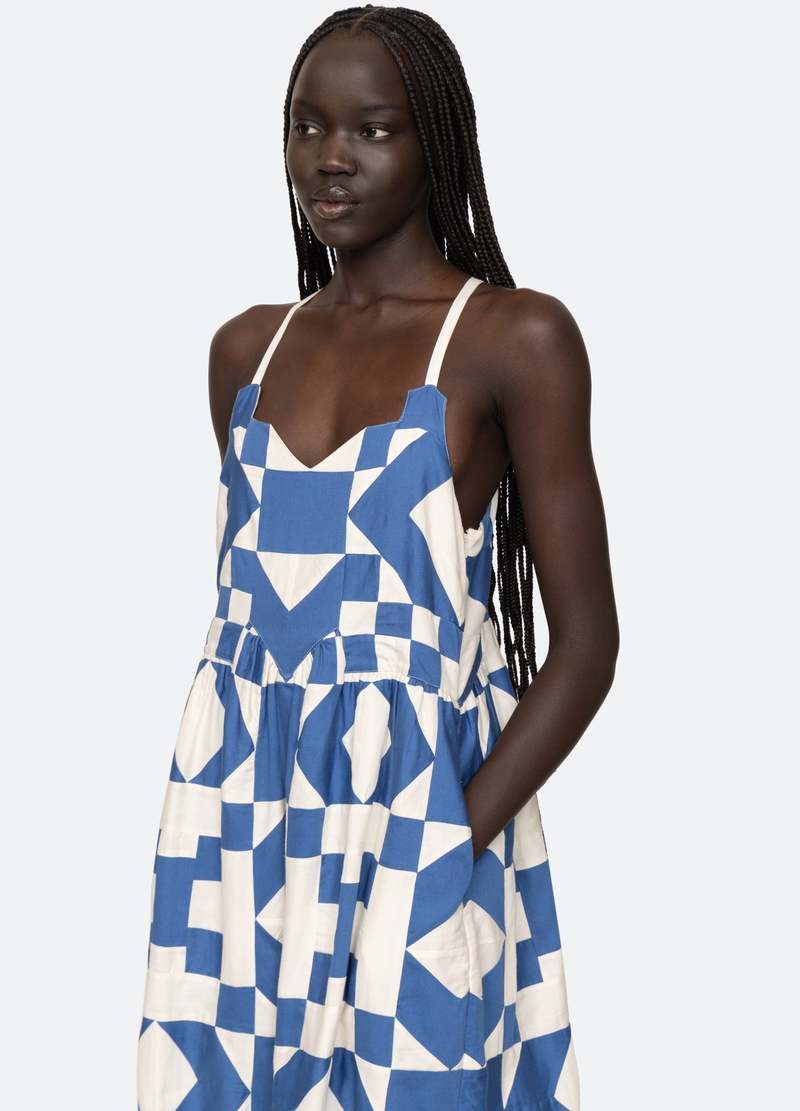 Sea New York Blue Patchwork Dress