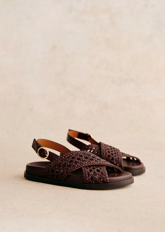 Sezane Tilda Low Sandals Smooth Chocolate