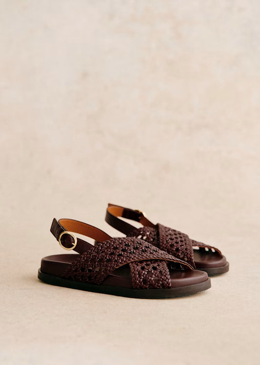 Sezane Tilda Low Sandals Smooth Chocolate