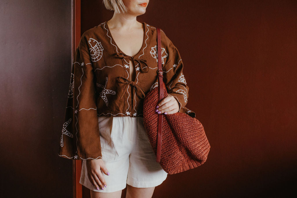Sissel Edelbo Chocolate Brown Embroidery Linen Shirt