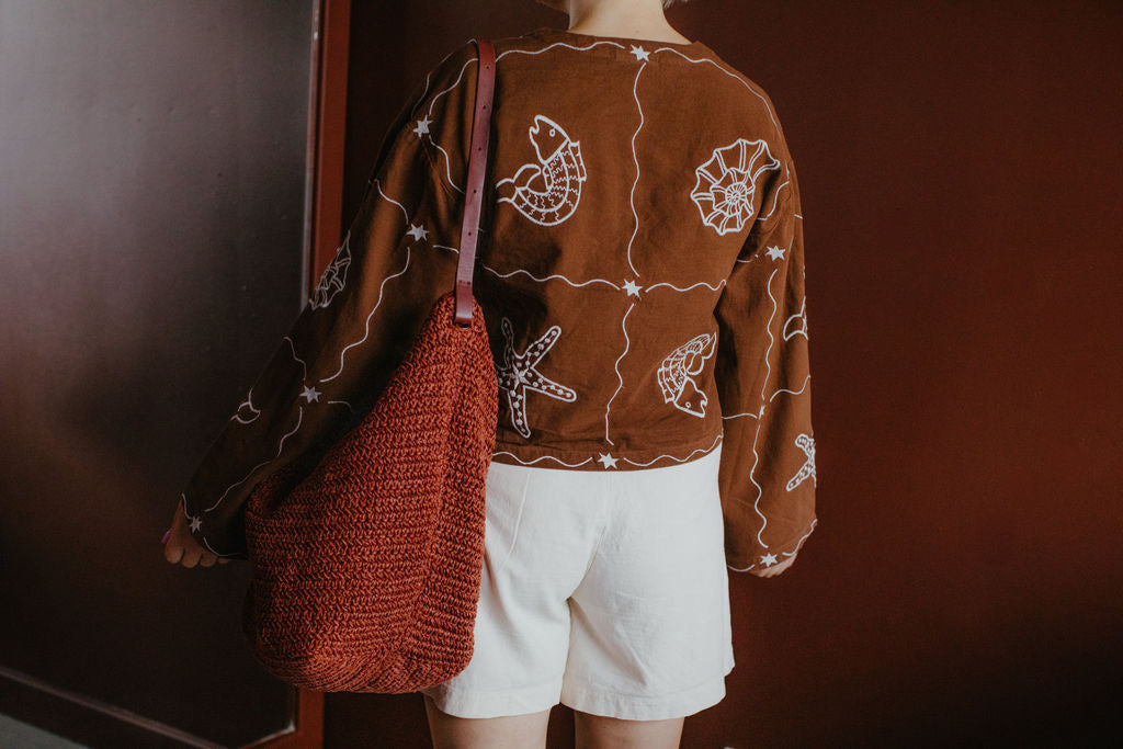 Sissel Edelbo Chocolate Brown Embroidery Linen Shirt