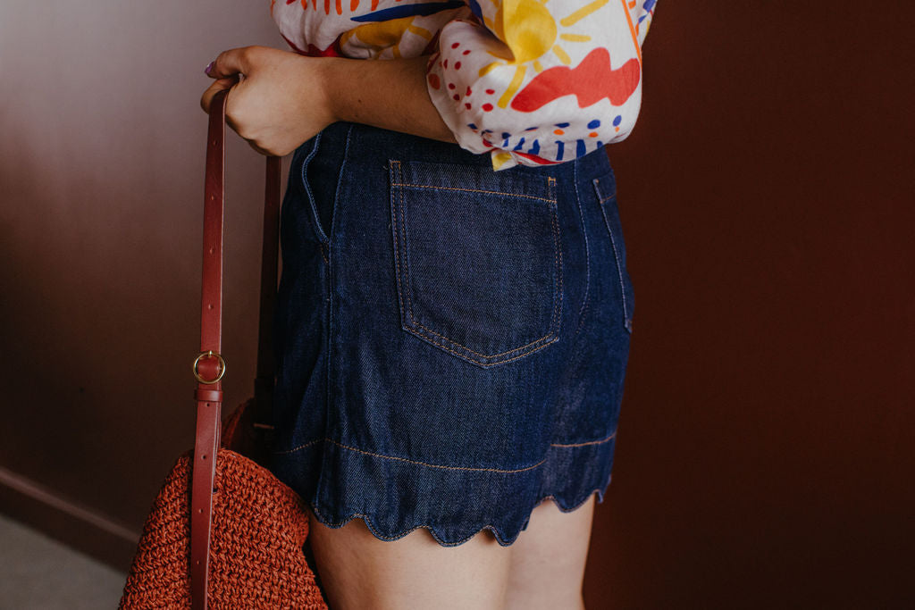 Stella Nova Dark Denim Scallop-Edge Shorts 2
